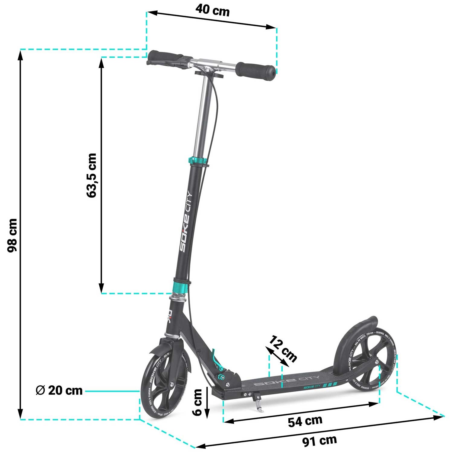 Soke City tõukeratas must ja türkiissinine - Image 12