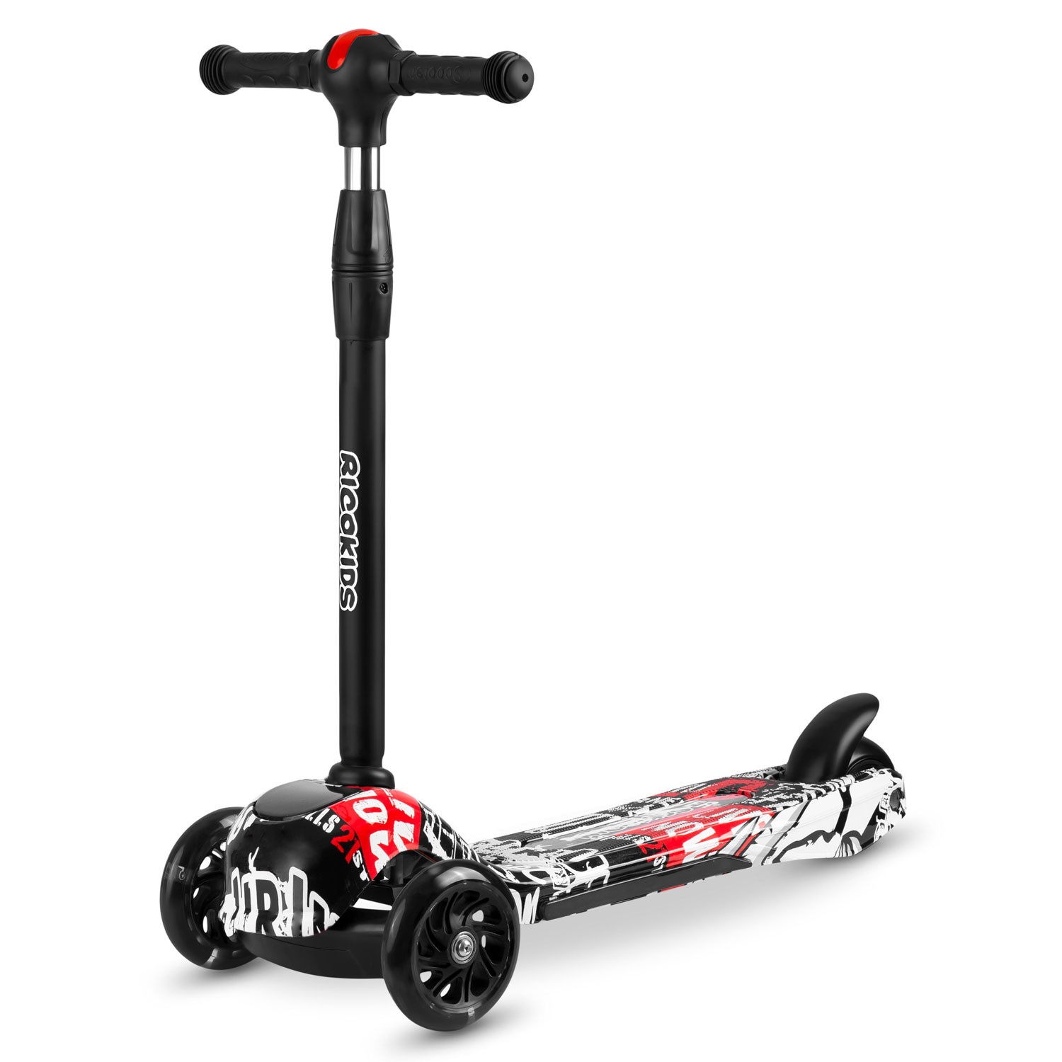 Ricokids Piko kolmerattaline tõukeratas - must valgete ja punaste mustritega - Image 3