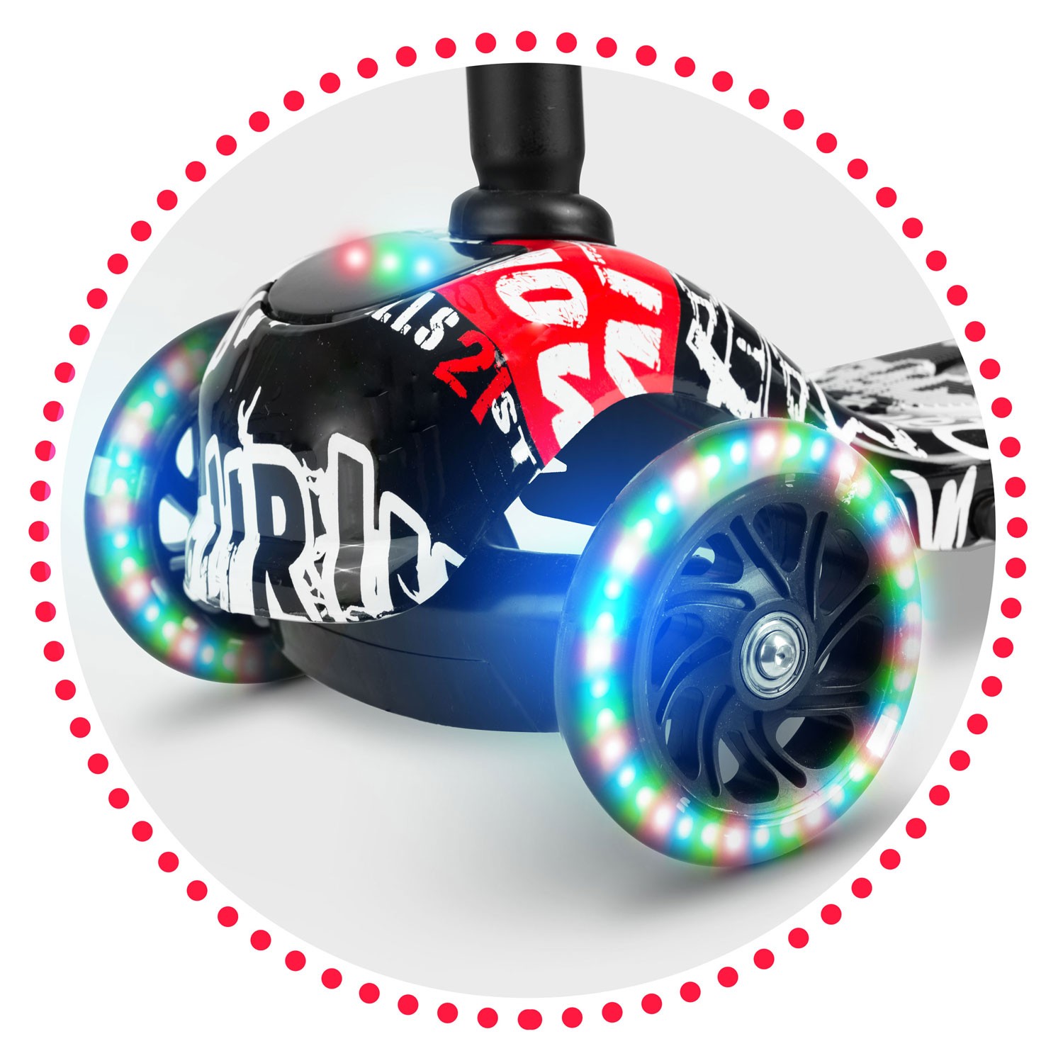 Ricokids Piko kolmerattaline tõukeratas - must valgete ja punaste mustritega - Image 9