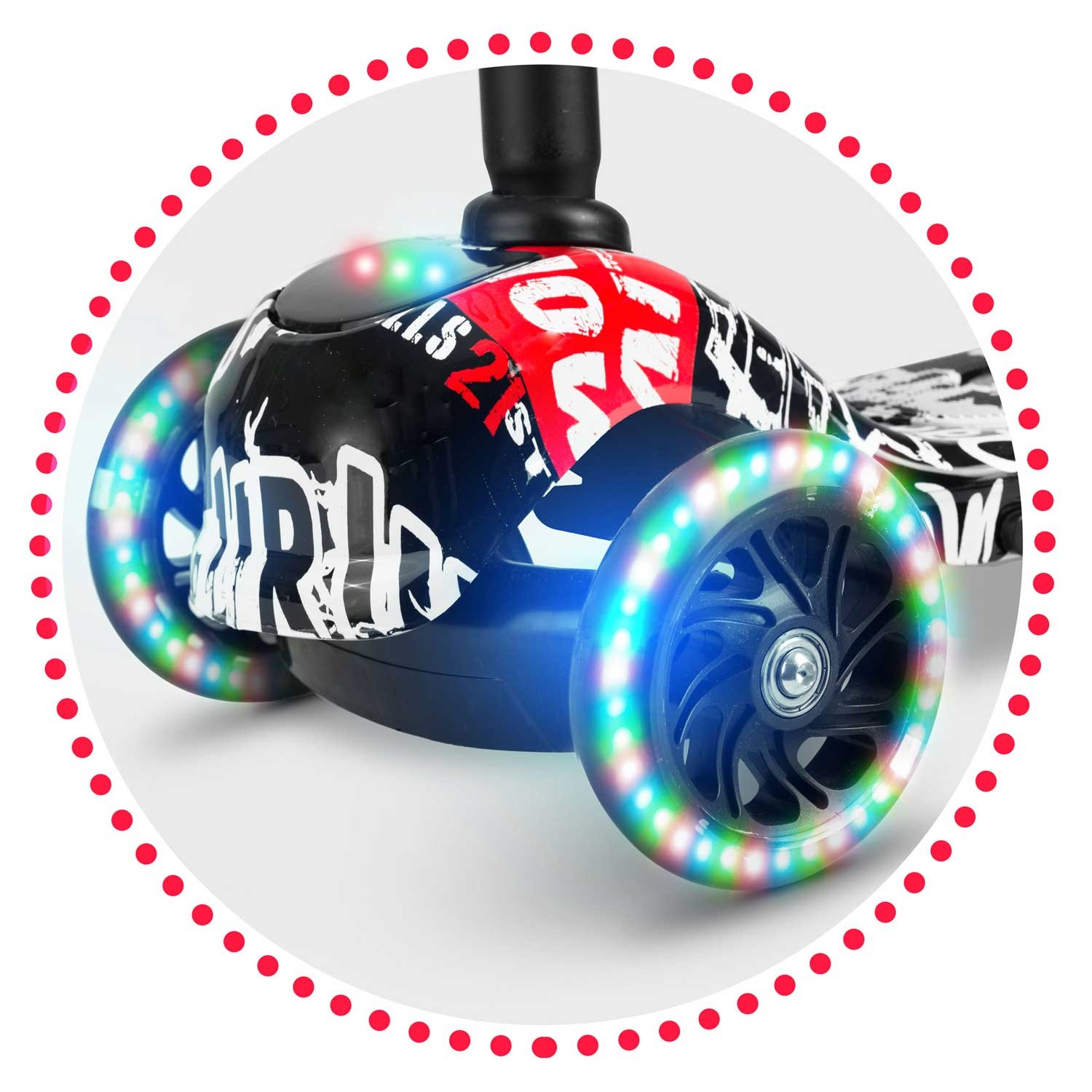 Ricokids Piko kolmerattaline tõukeratas - must valgete ja punaste mustritega - Image 10