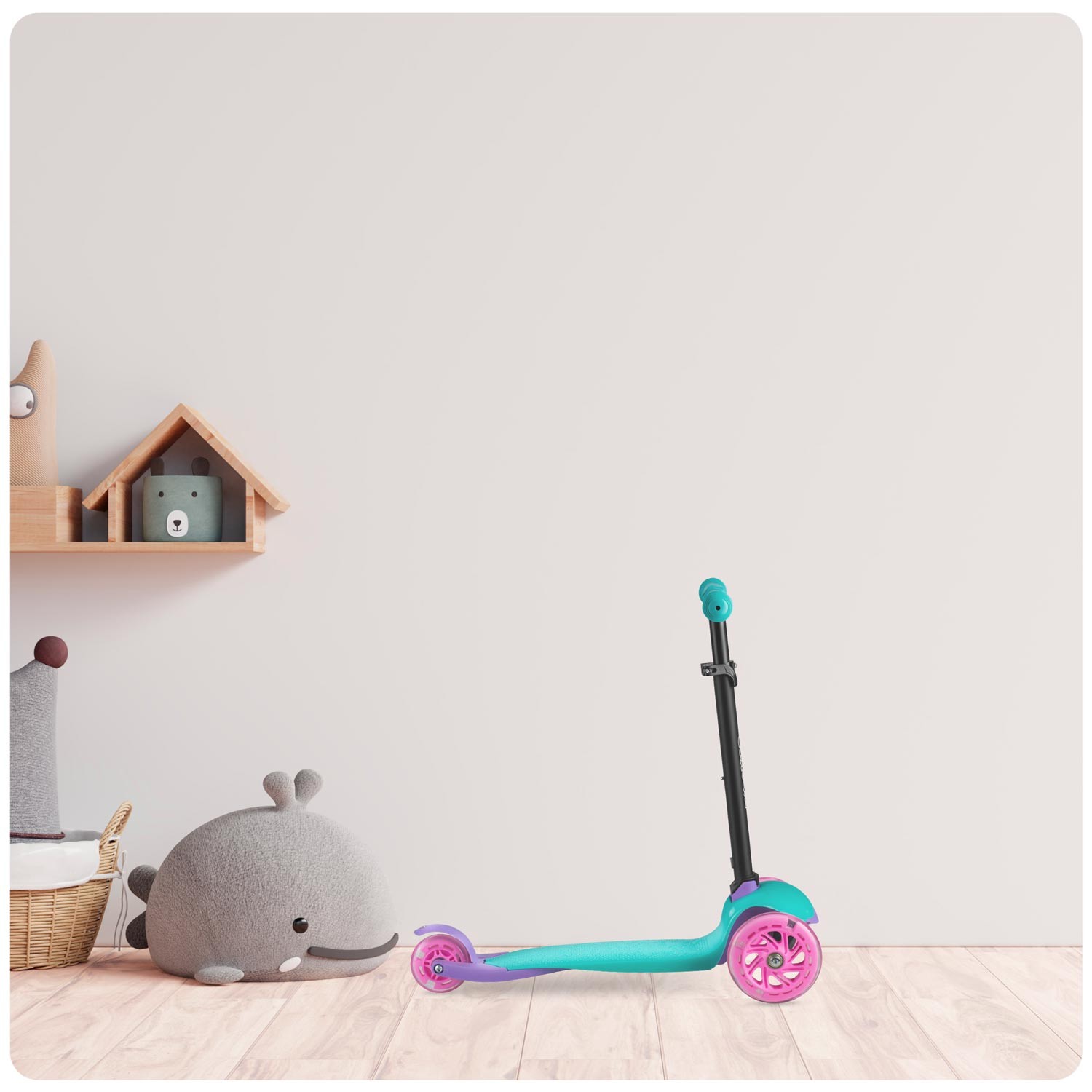 Ricokids Loco kolmerattaline tõukeratas - türkiissinine roosa - Image 8