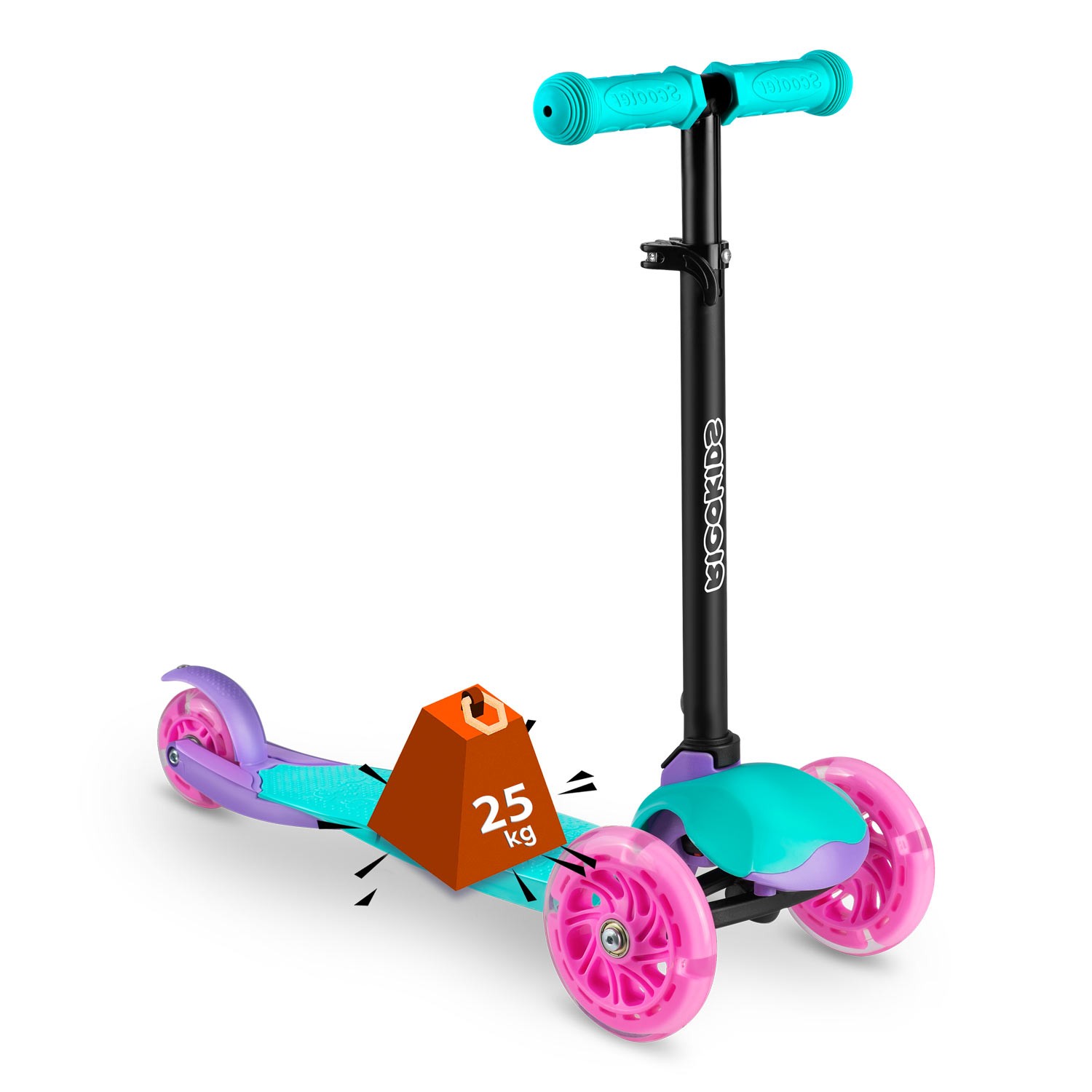 Ricokids Loco kolmerattaline tõukeratas - türkiissinine roosa - Image 11