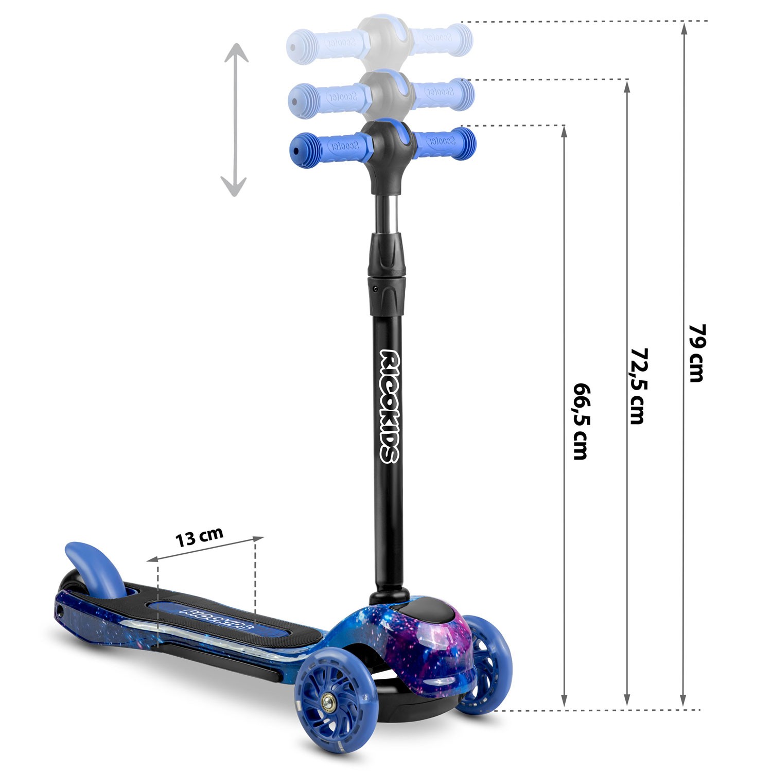 Ricokids Piko kolmerattaline tõukeratas - must ja sinine - Image 11