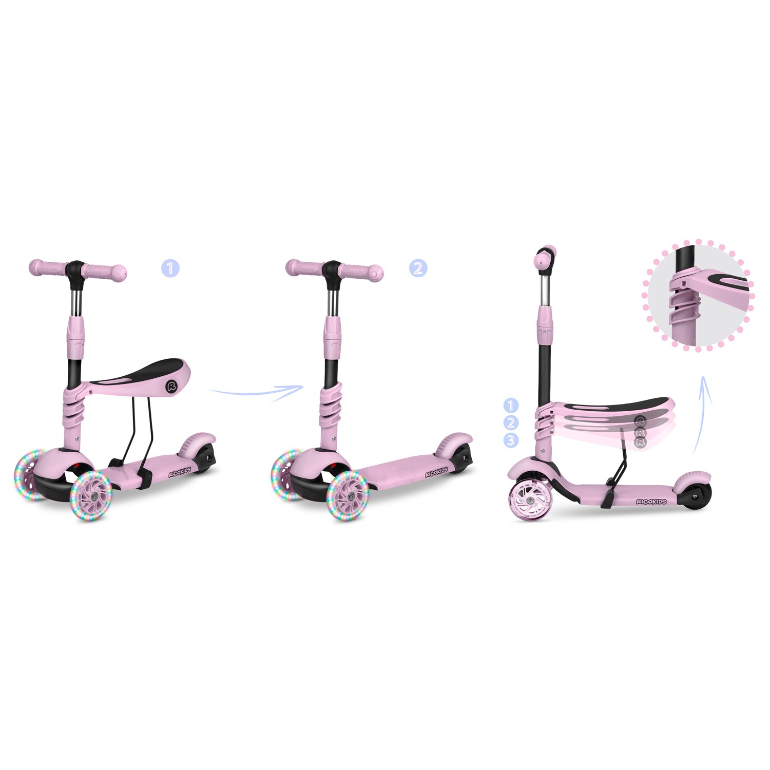 Ricokids Cubi kolmerattaline tõukeratas - roosa - Image 10