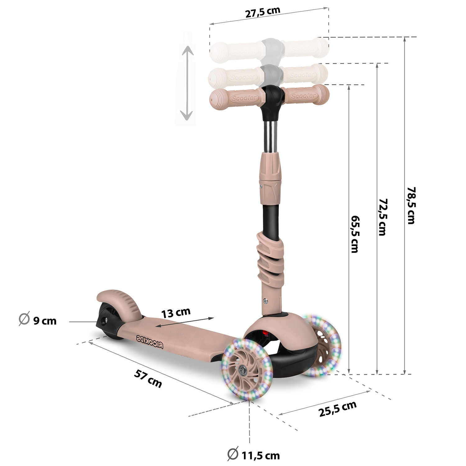 Ricokids Todi kolmerattaline tõukeratas - beež - Image 8