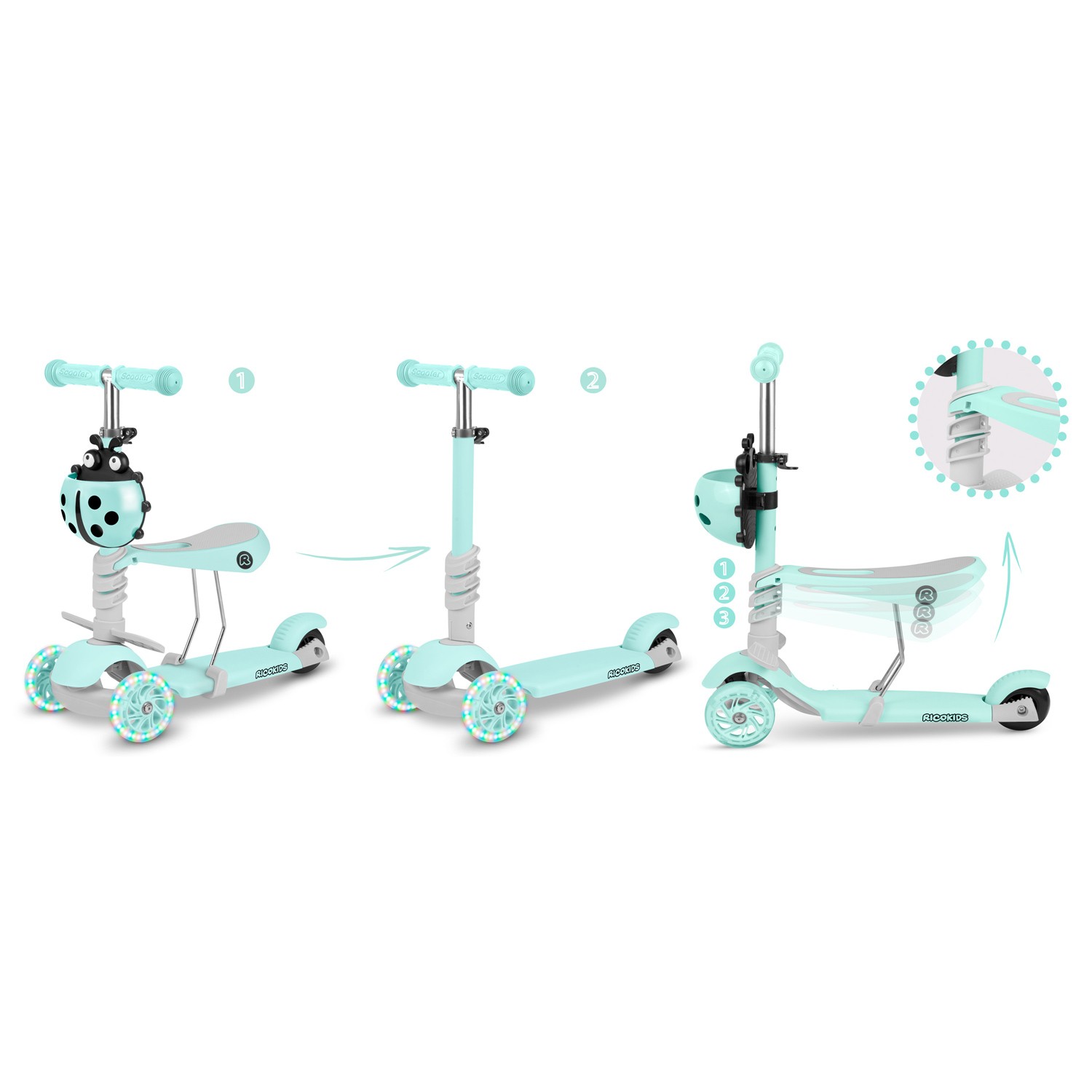 Ricokids Buggy kolmerattaline tõukeratas - mündiroheline - Image 14