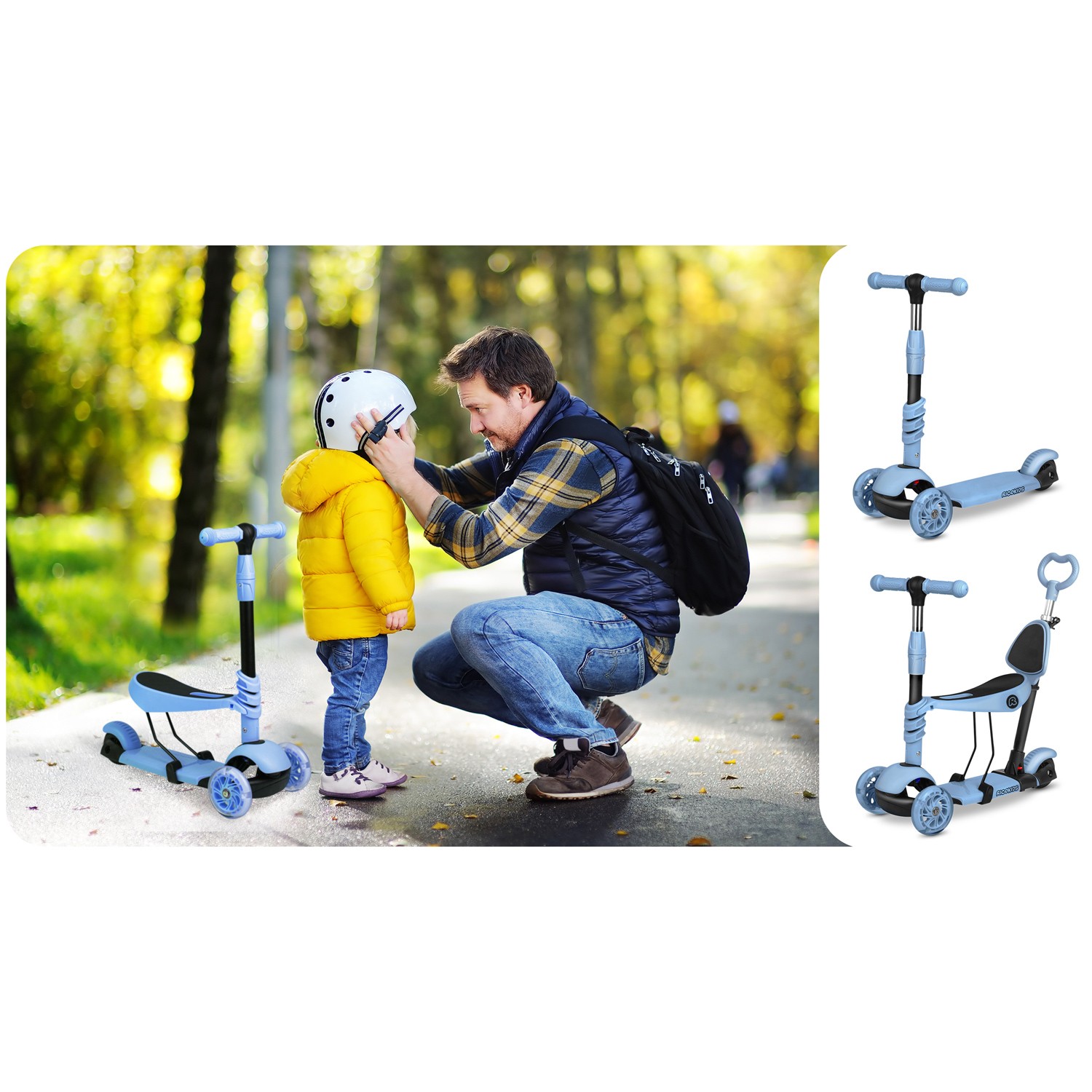 Ricokids Todi kolmerattaline tõukeratas - sinine ja hall - Image 14