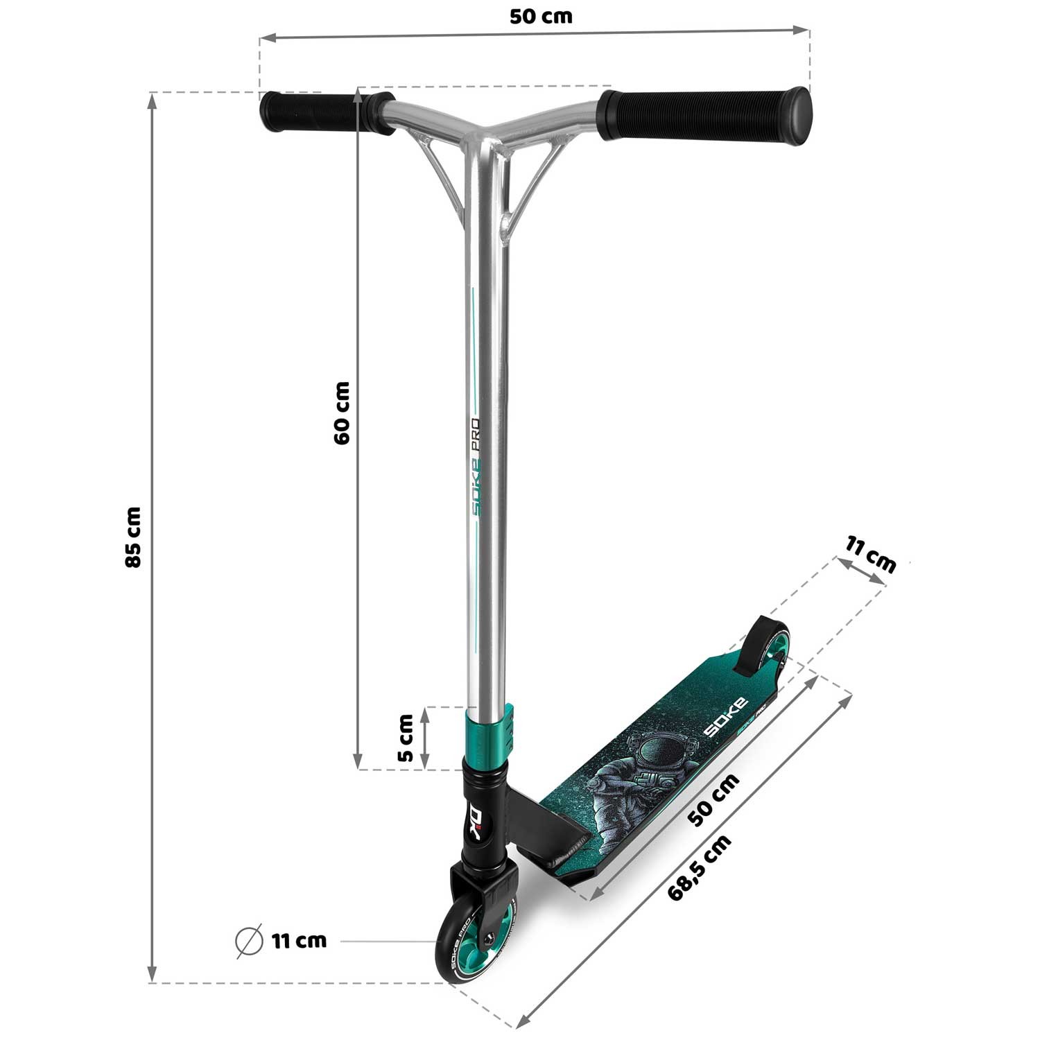 SOKE PRO trikitõukeratas hõbedane ja türkiissinine - Image 13