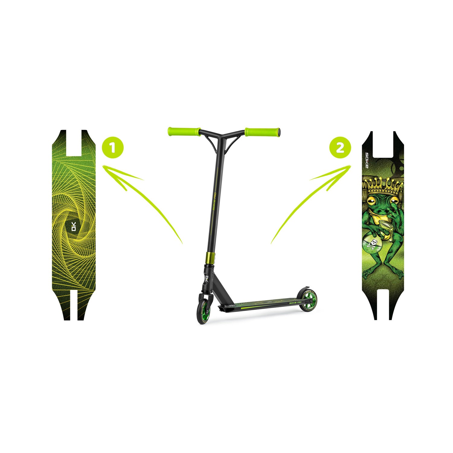 SOKE PRO trikitõukeratas kollane ja roheline - Image 12