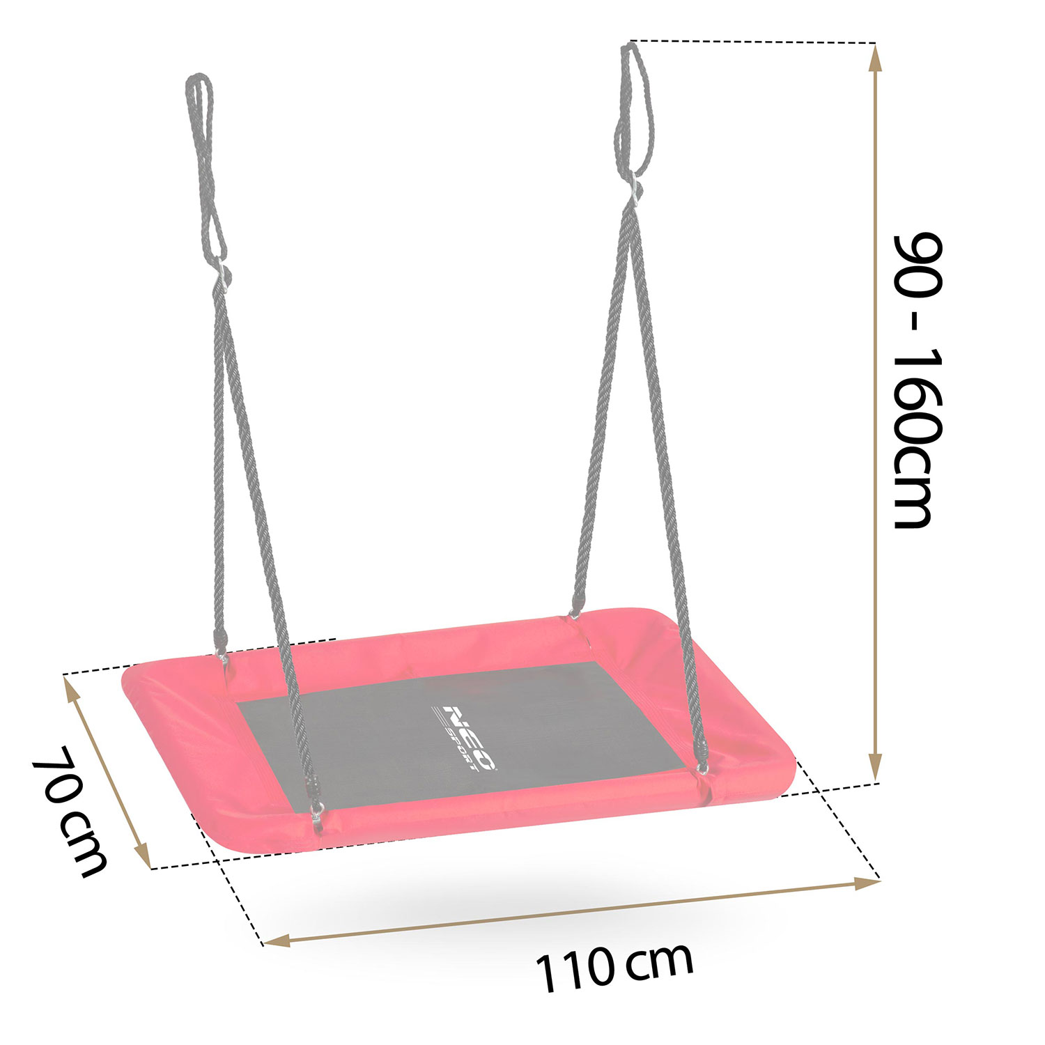 Neo-Sport Swingo ristkülikukujuline varesepesa kiik 110 x 70 cm - Image 4