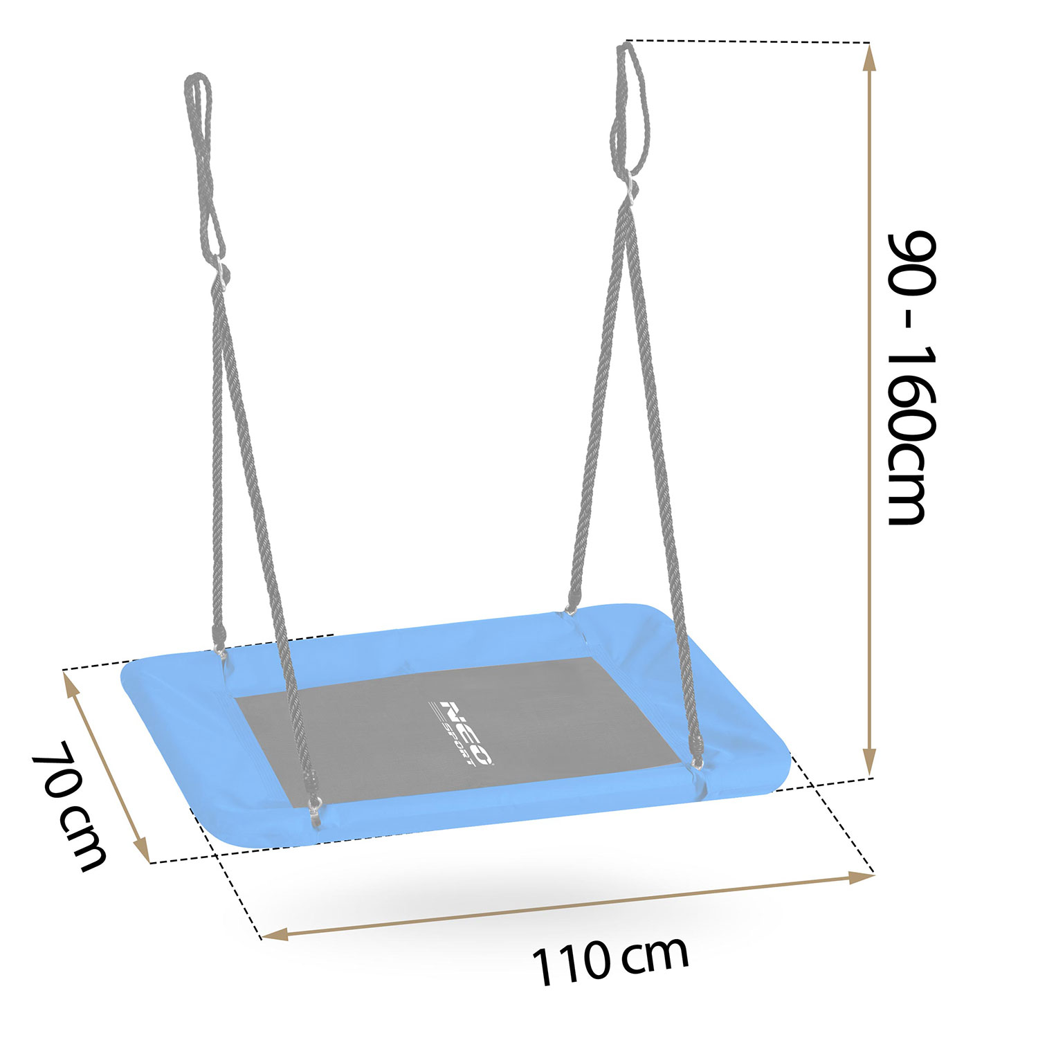 Neo-Sport Swingo ristkülikukujuline varesepesa kiik 110 x 70 cm - Image 6