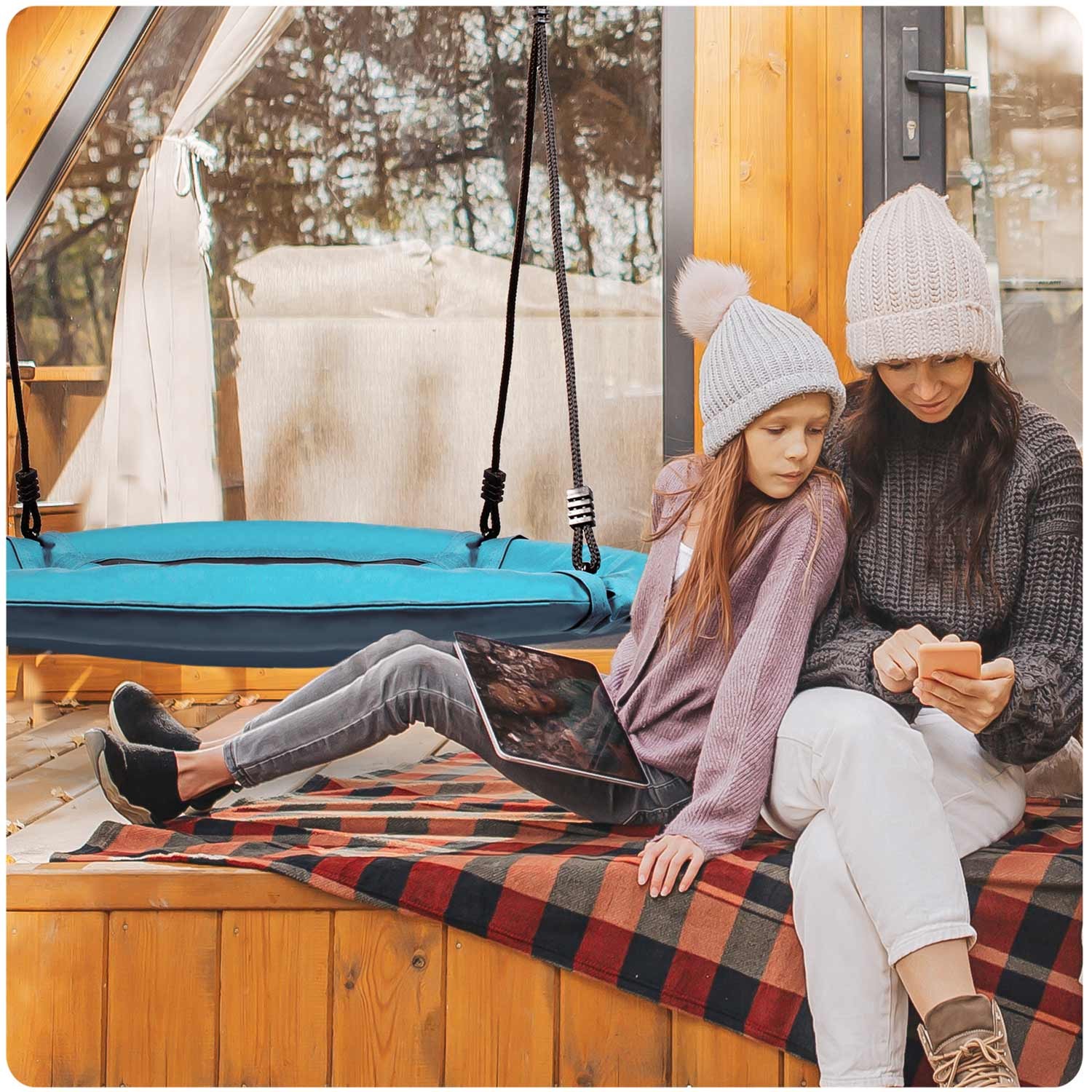 Swingo XXL türkiissinine kiik, toonekurepesa, 95 cm - Image 5