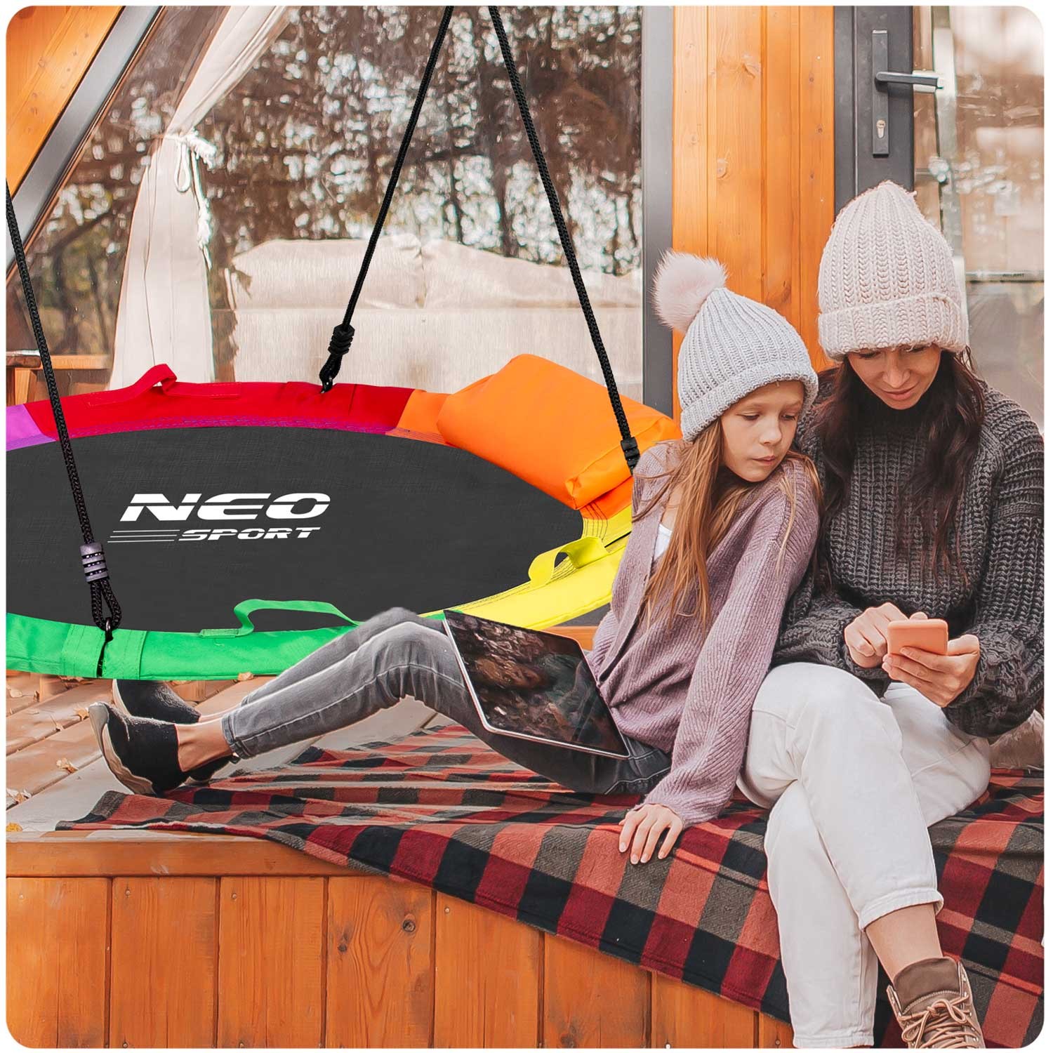 Swingo XXL mitmevärviline varesepesa kiik 120 cm - Image 8