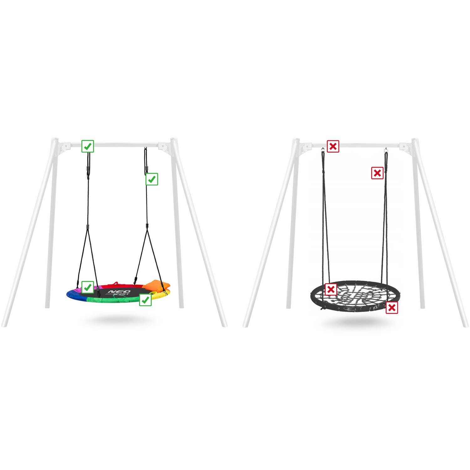 Swingo XXL mitmevärviline varesepesa kiik 120 cm - Image 14