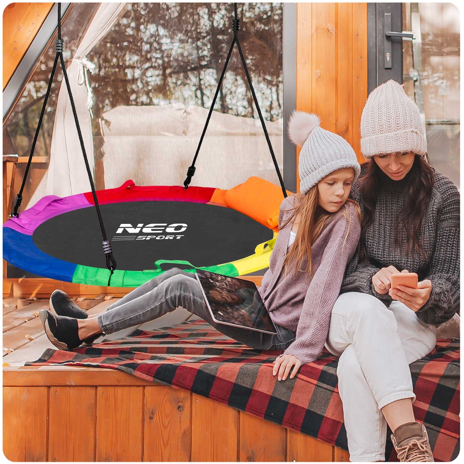 Swingo XXL mitmevärviline varesepesa kiik 95 cm - Image 8