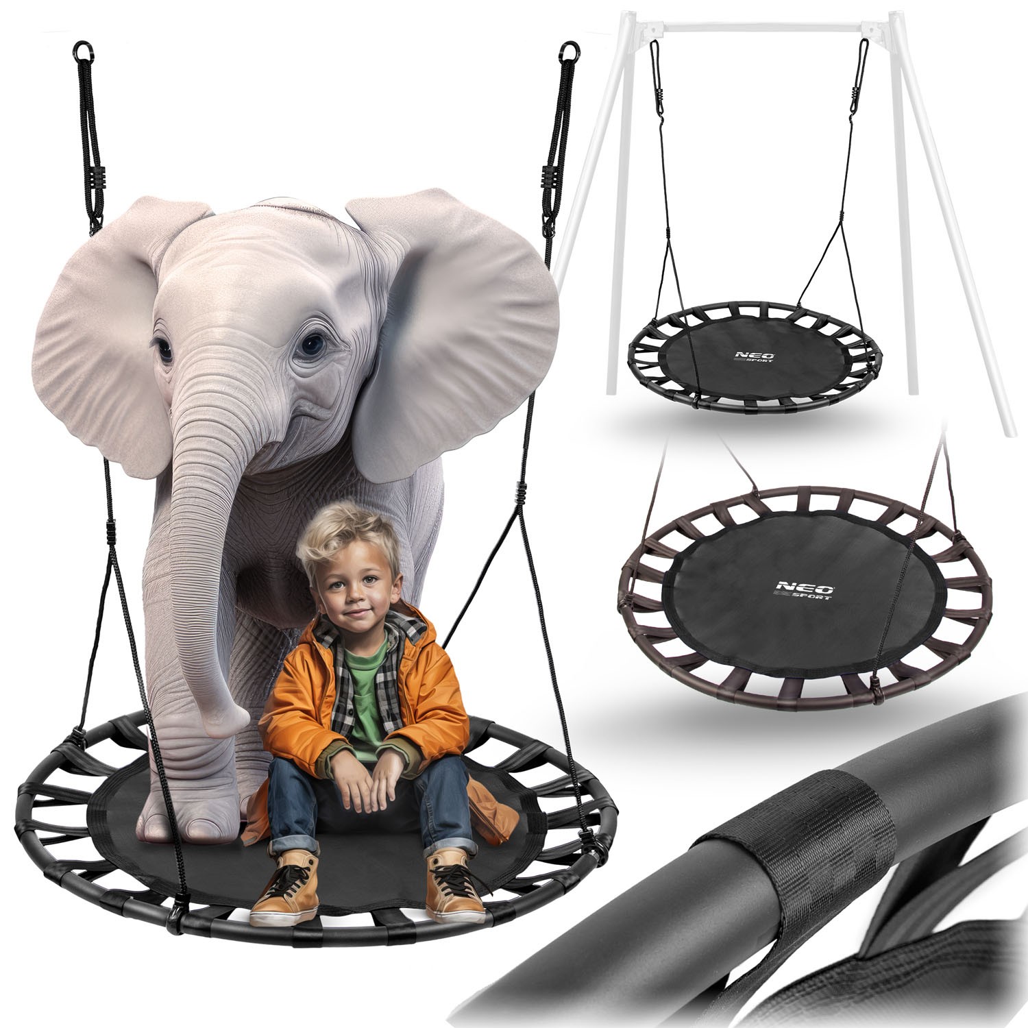 Kiik-toonekurgpesa SWINGO XXL 120 cm must