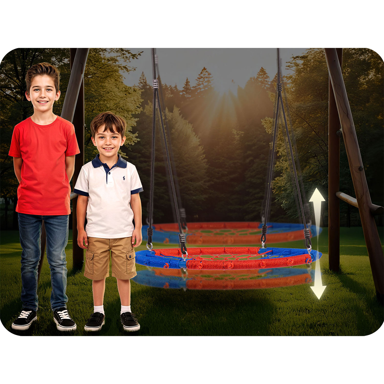 Kiik-kurepesa SWINGO 95 cm sinine ja punane - Image 6