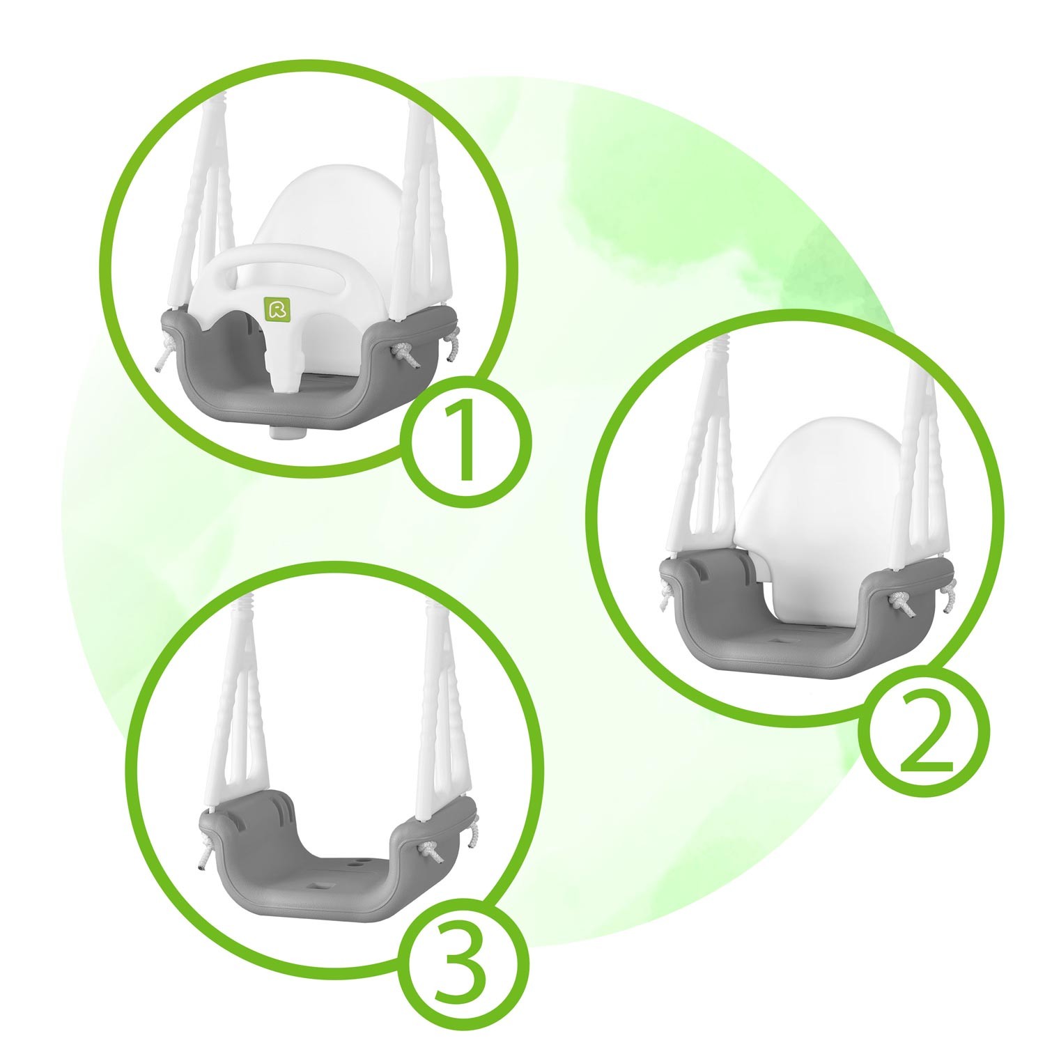 Ricokidsi 3-ühes ämbrikiik, hall ja valge - Image 3