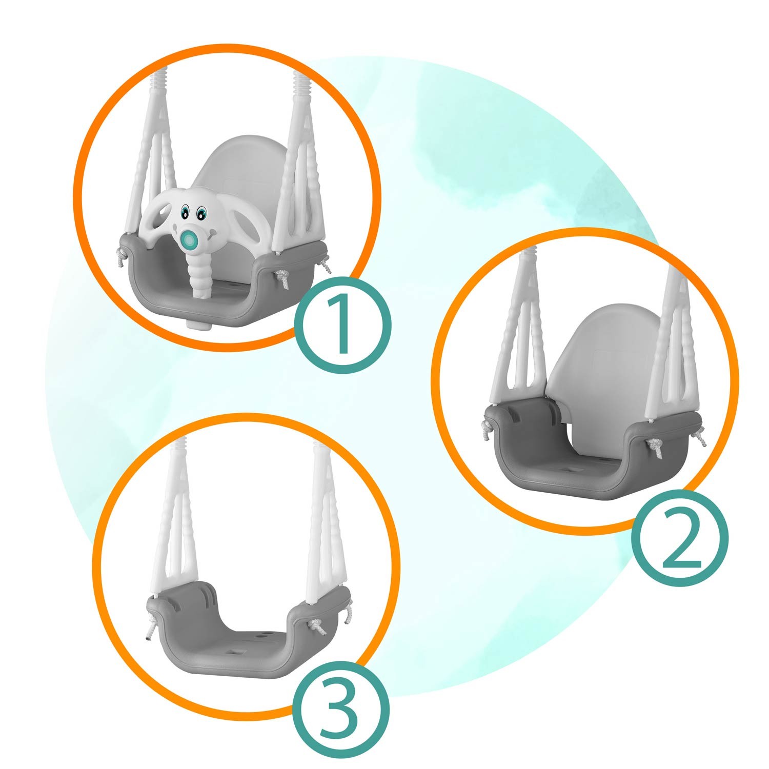 Ricokidsi 3-ühes elevandikujuline ämbrikiik, hall ja valge - Image 3