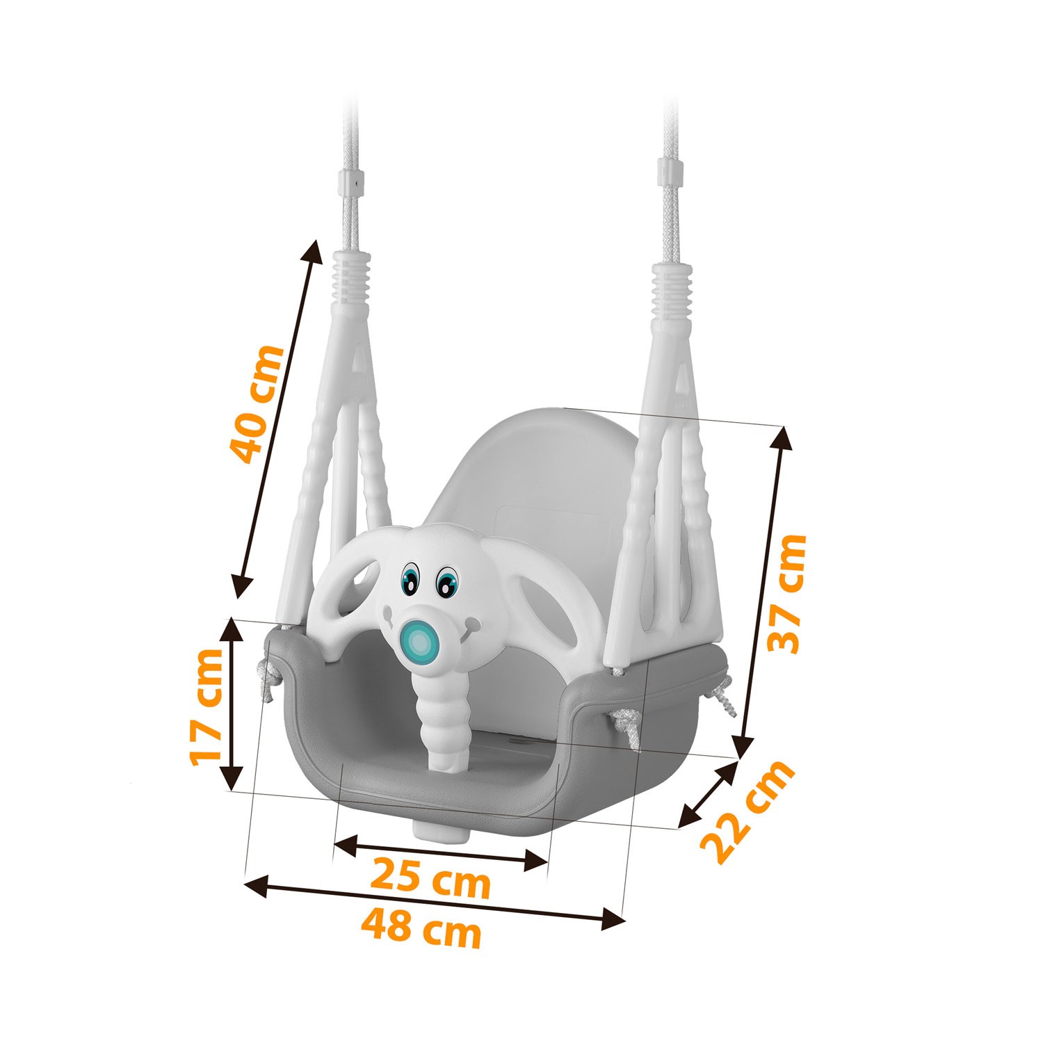 Ricokidsi 3-ühes elevandikujuline ämbrikiik, hall ja valge - Image 6
