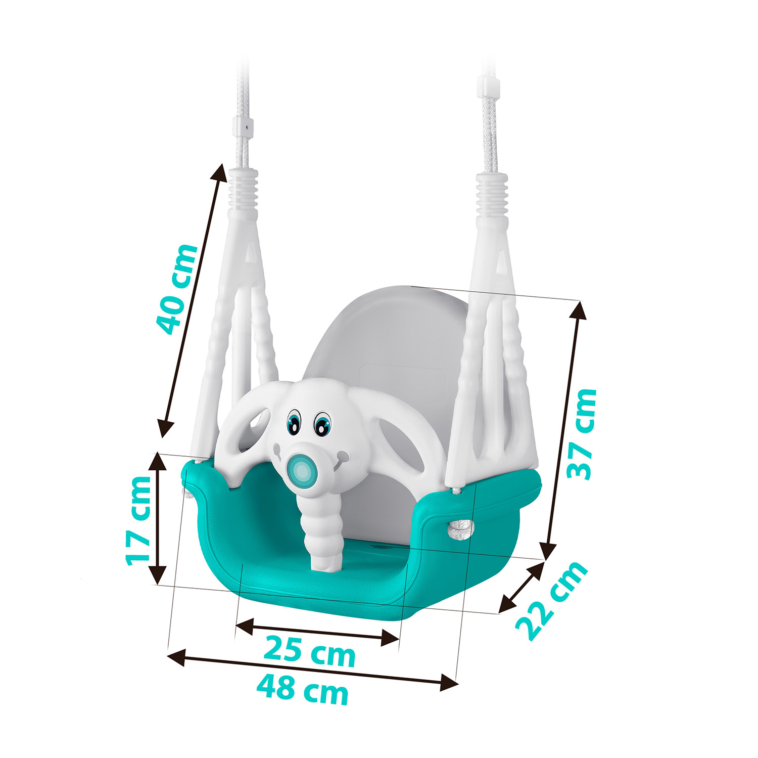 Ricokidsi 3-ühes elevandikujuline ämbrikiik, türkiissinine - Image 5