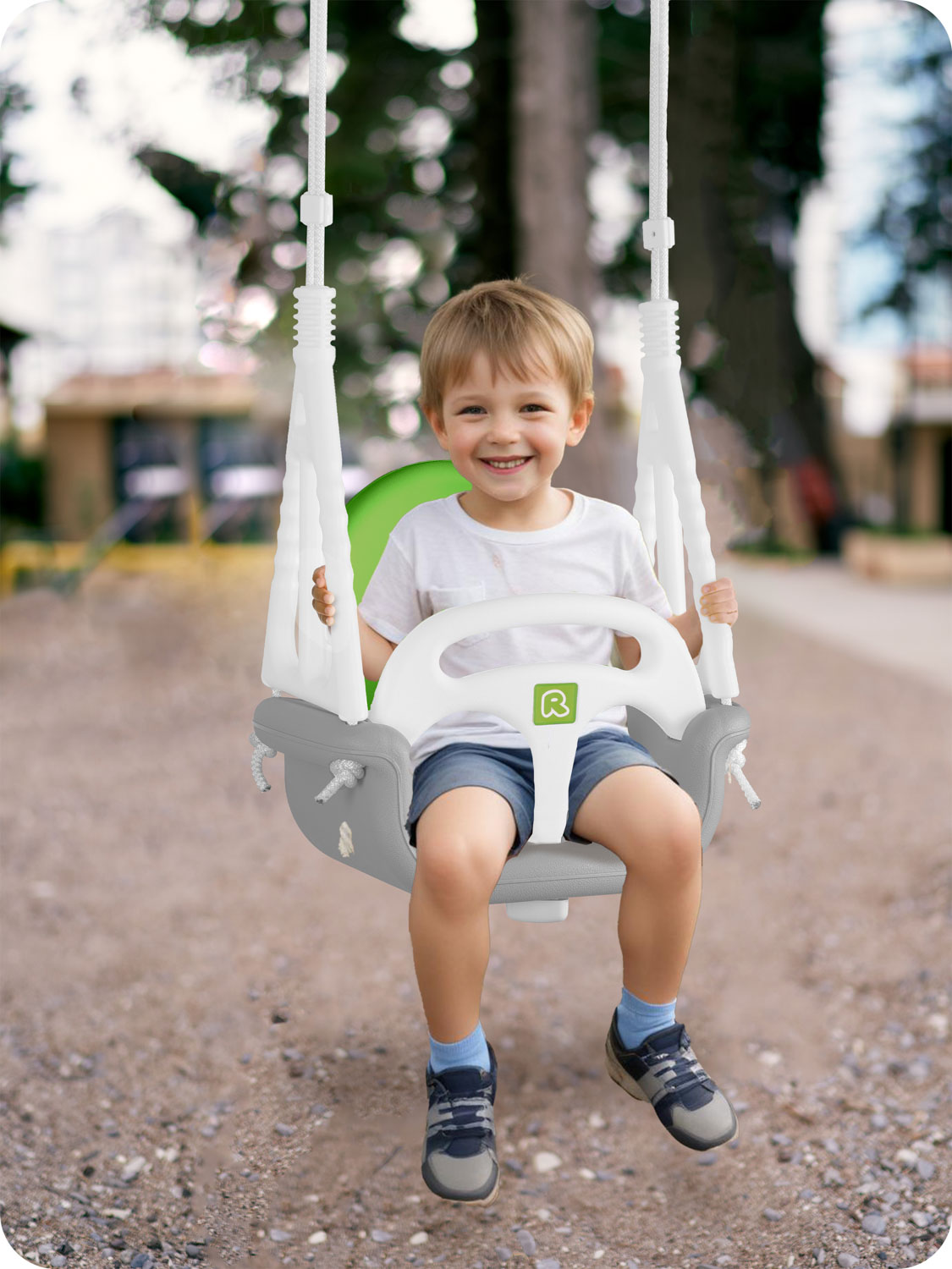 Ricokidsi 3-ühes elevandikujuline ämbrikiik, hall ja roheline - Image 7