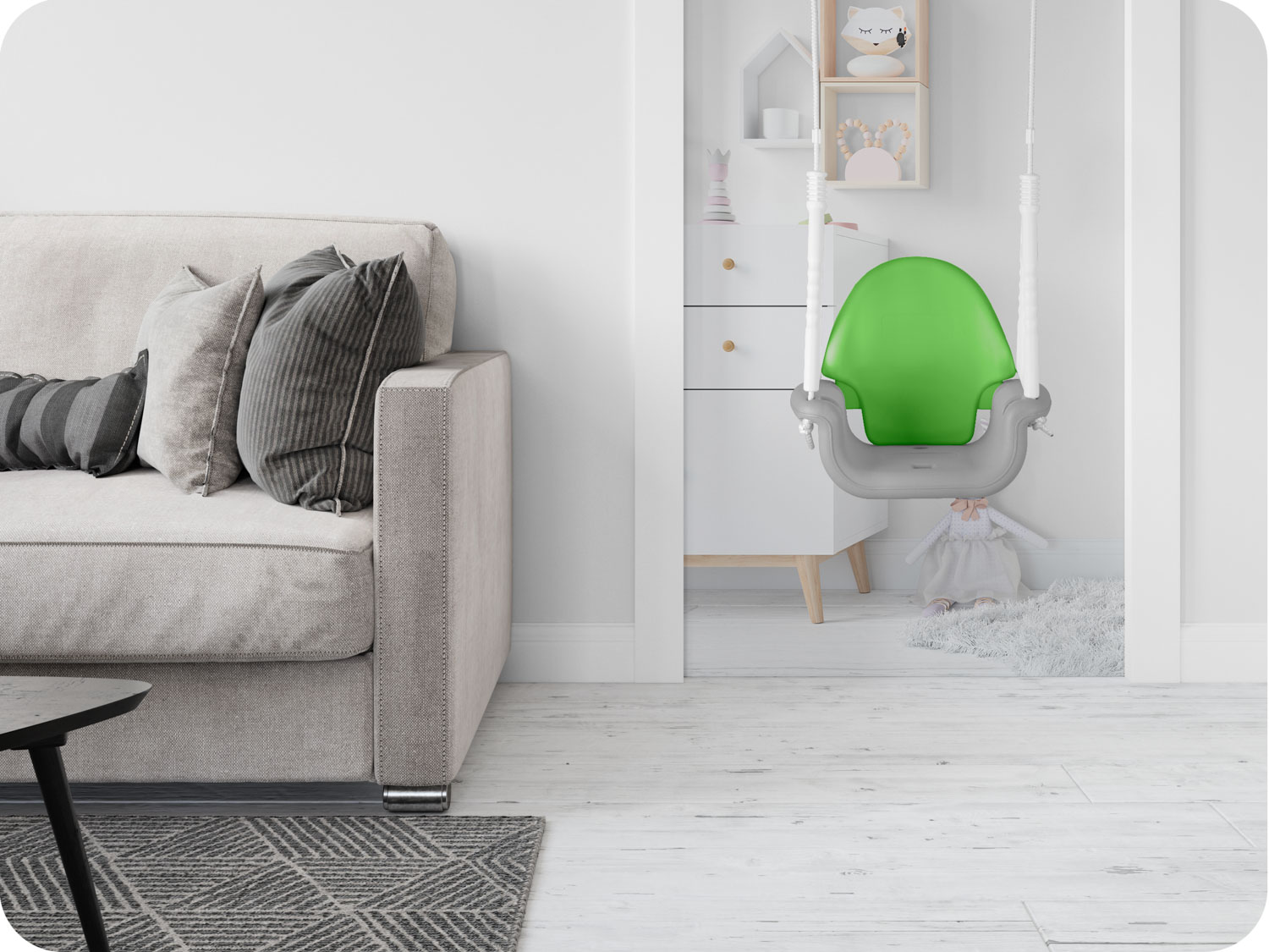 Ricokidsi 3-ühes elevandikujuline ämbrikiik, hall ja roheline - Image 8