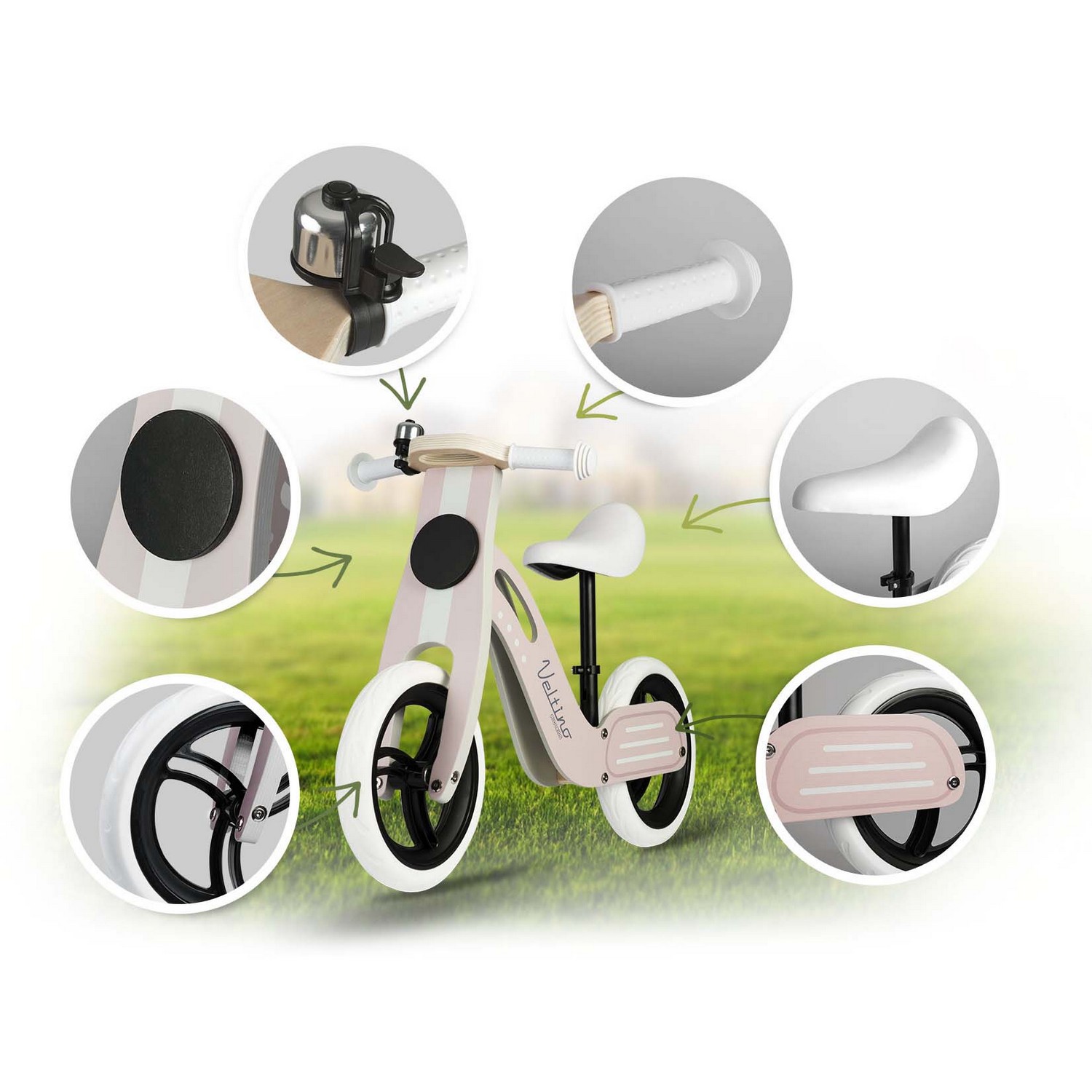 Heleroosa puidust tasakaaluratas Ricokids RC-619 - Image 7