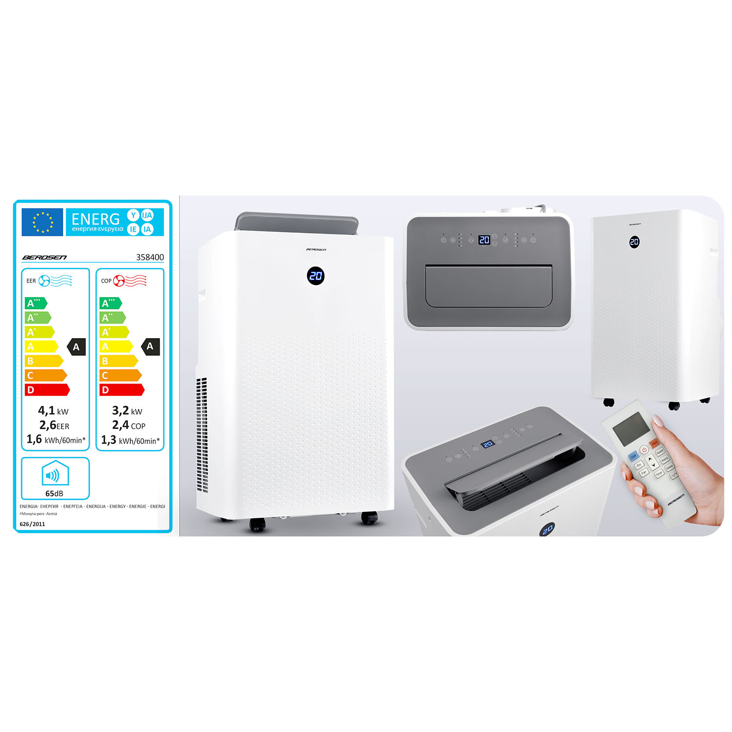 Kaasaskantav konditsioneer 14000 BTU õhukuivati kütte WiFi 37l/24h Berdsen BD-583 - Image 6