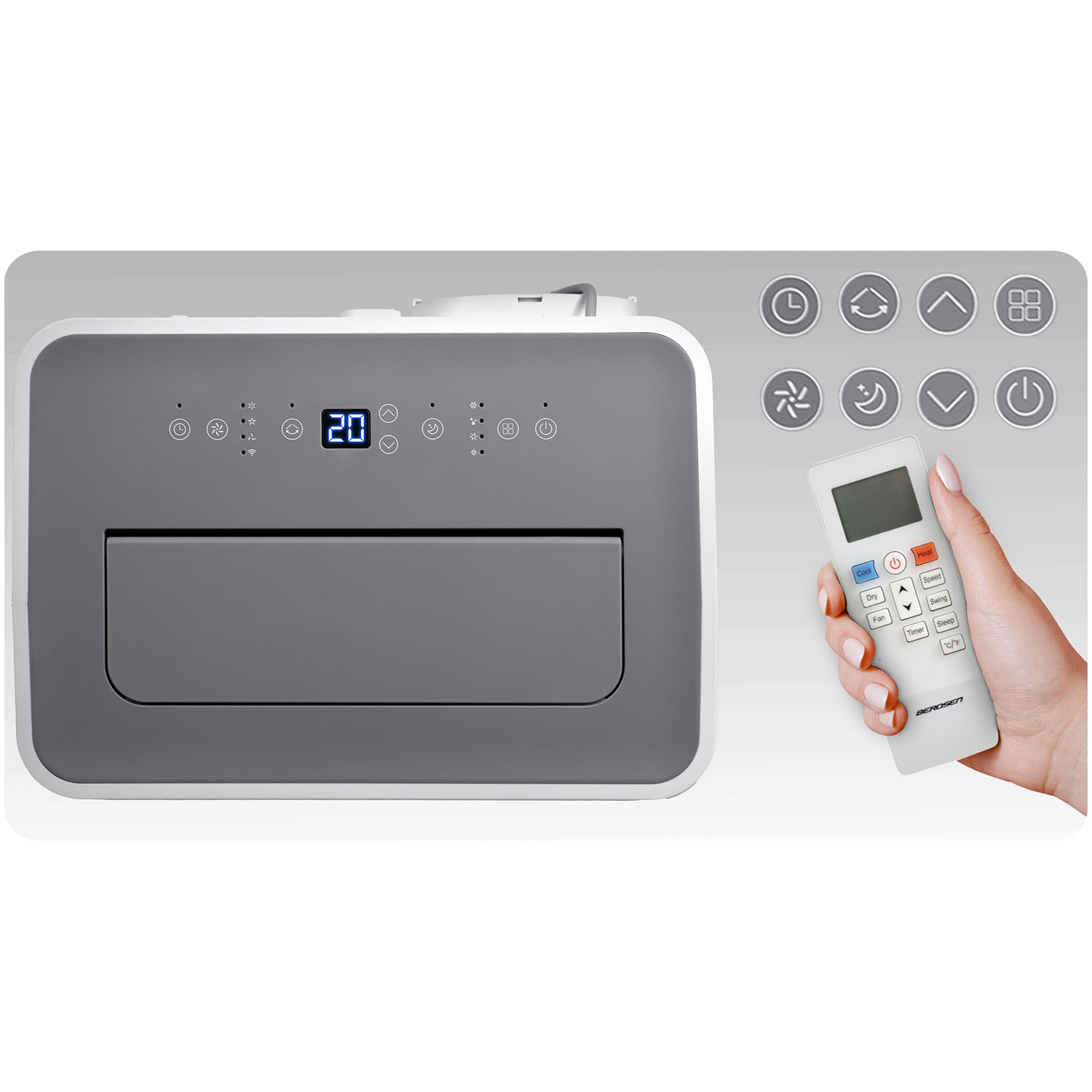 Kaasaskantav konditsioneer 14000 BTU õhukuivati kütte WiFi 37l/24h Berdsen BD-583 - Image 15