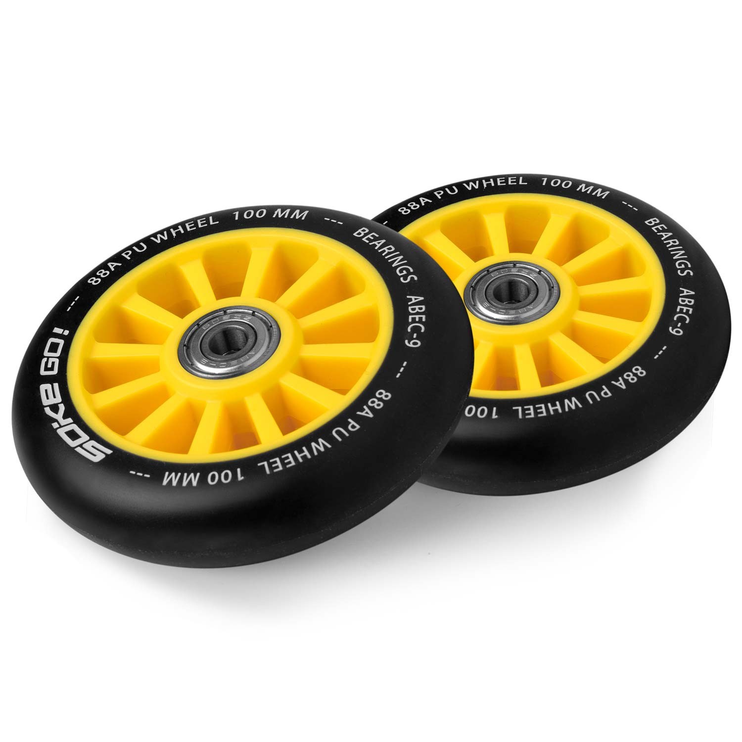 Tõukeratta rattad 100 mm kollased 2 tk - Image 3