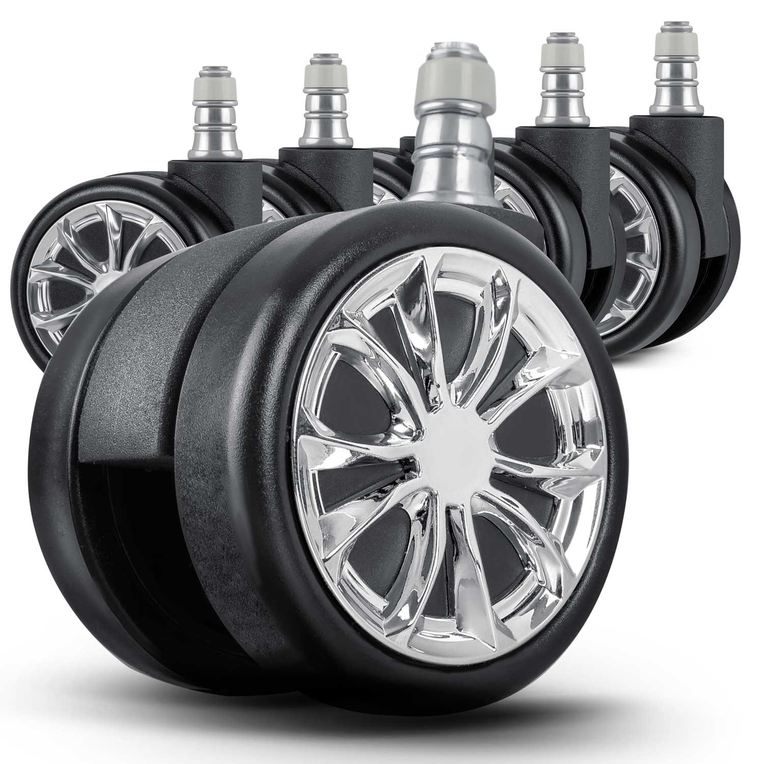 Mustad kummist rattad Sofotel tugitoolidele, 5 tk.