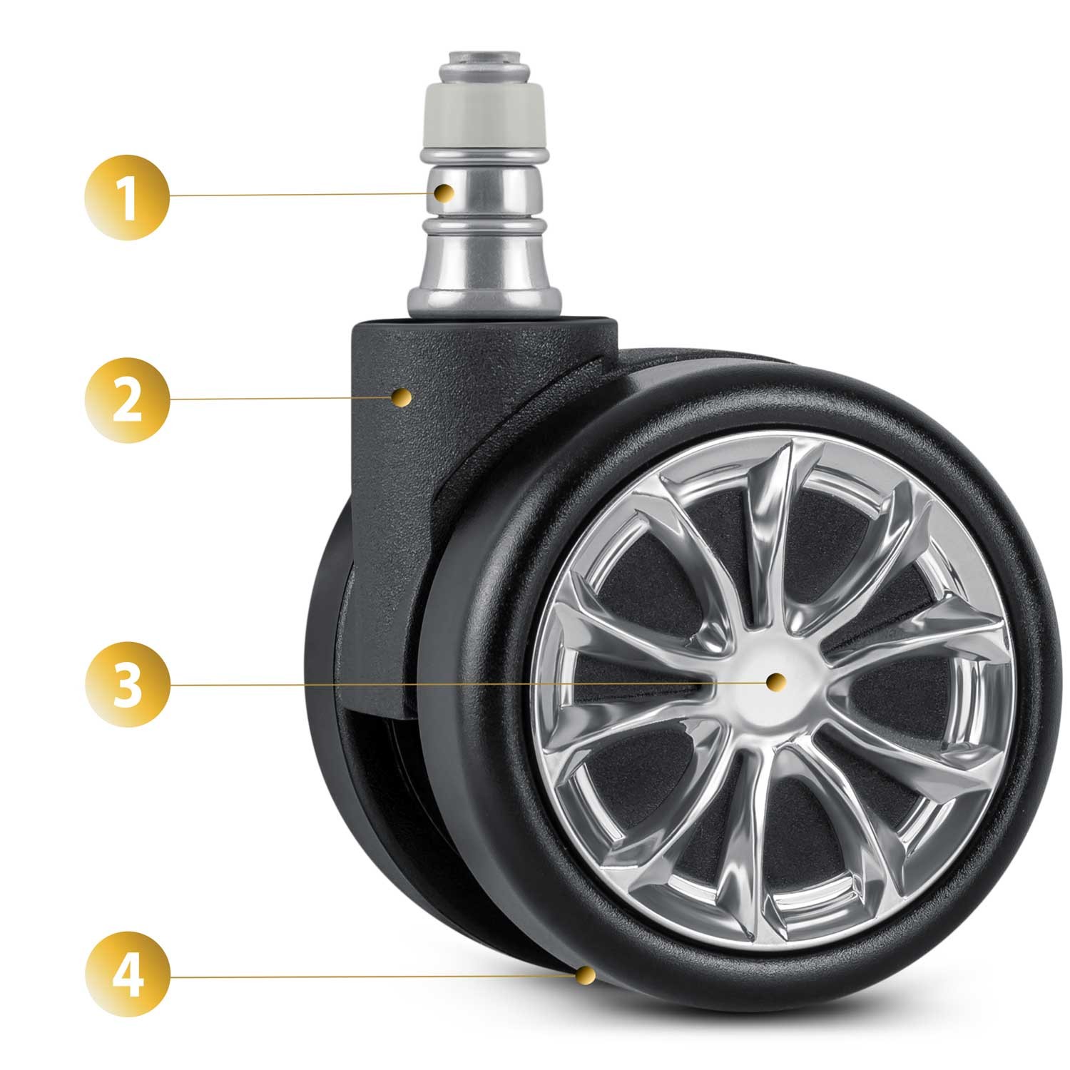 Mustad kummist rattad Sofotel tugitoolidele, 5 tk. - Image 8