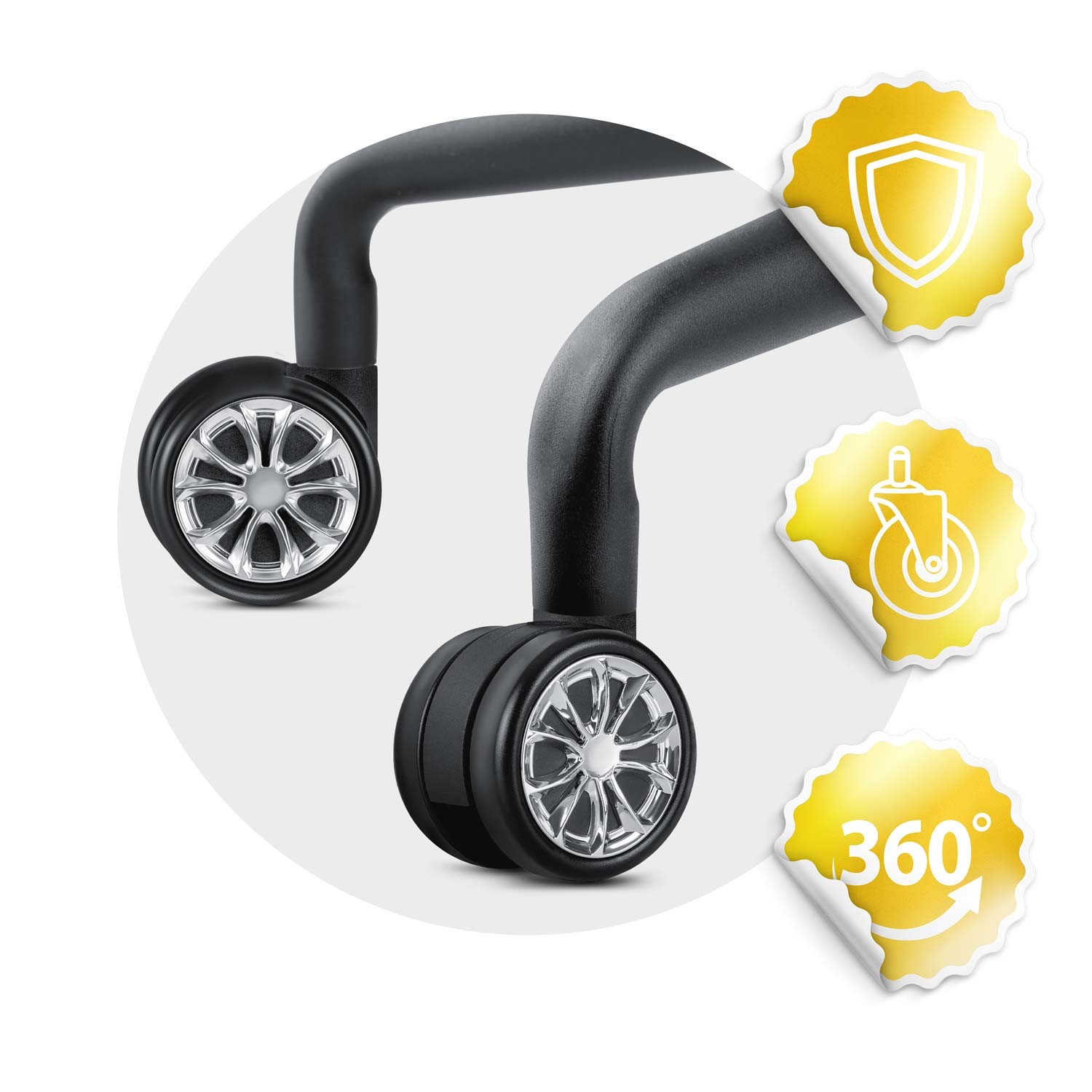 Mustad kummist rattad Sofotel tugitoolidele, 5 tk. - Image 9