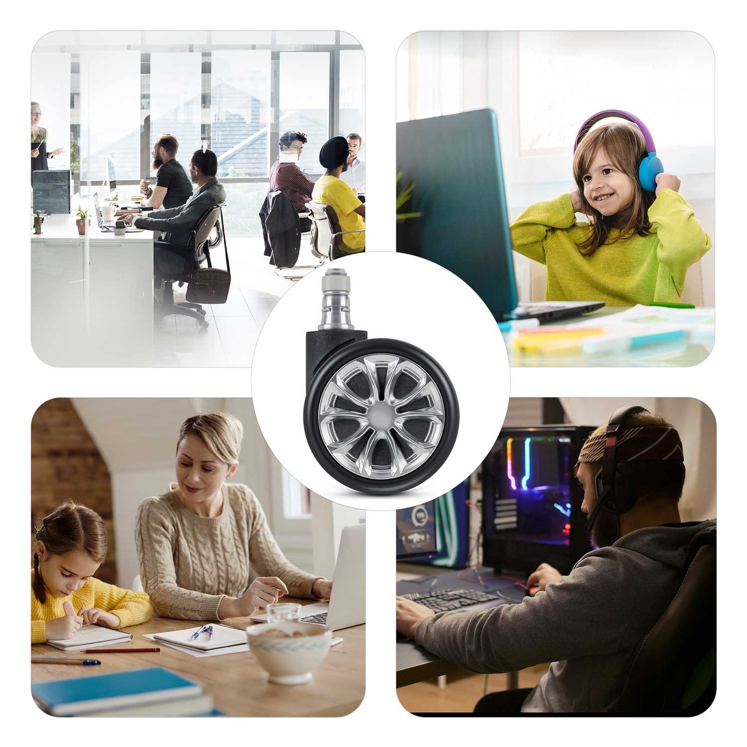 Mustad kummist rattad Sofotel tugitoolidele, 5 tk. - Image 13