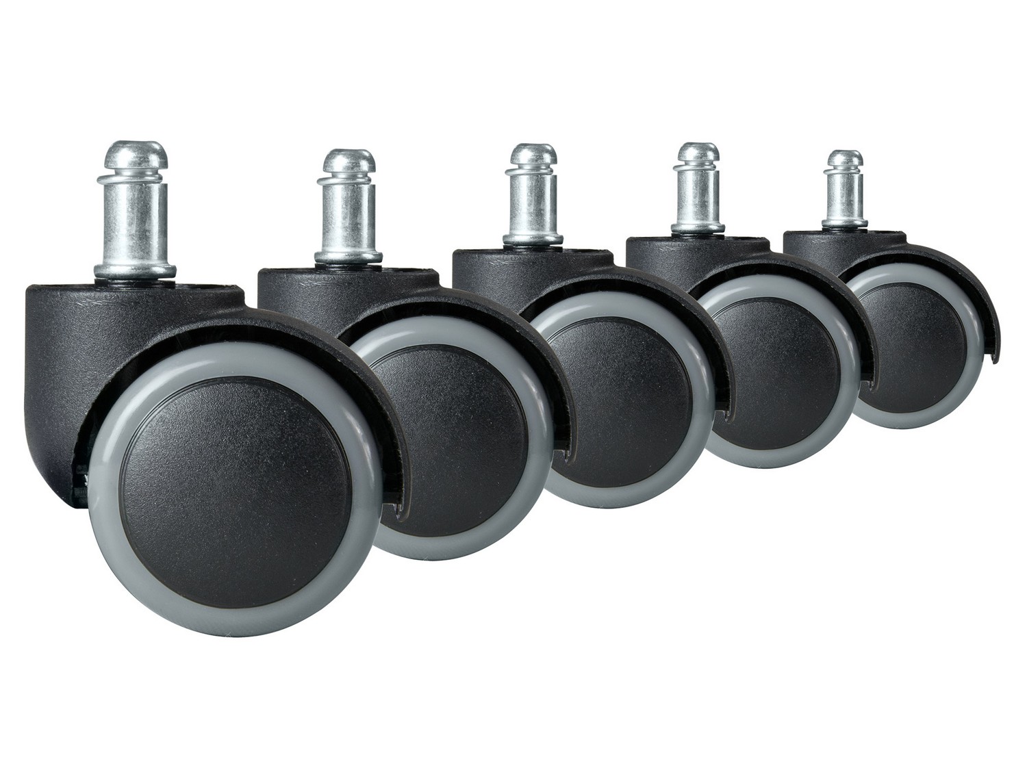 Kummist rattad kontoritoolidele, 5 tk, hallid