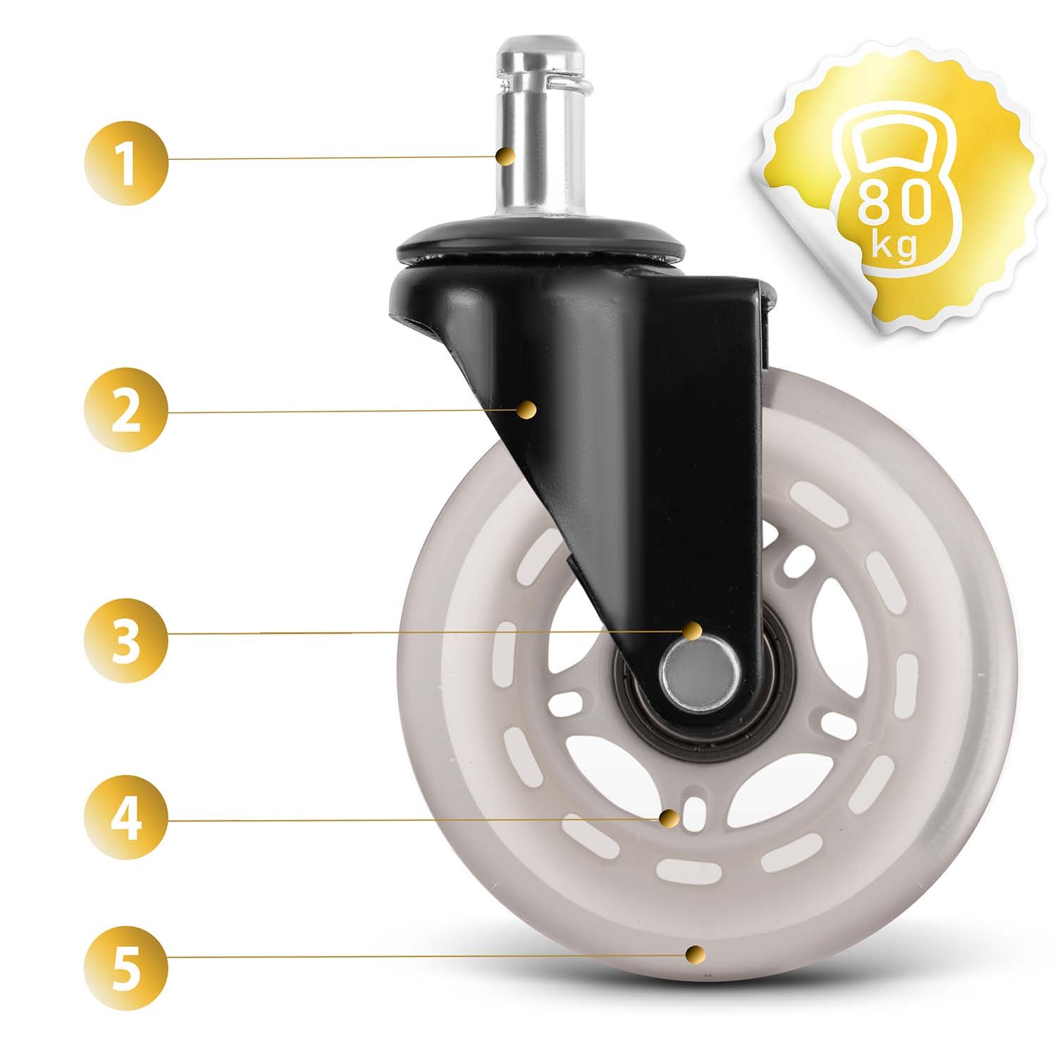 Läbipaistvad kummist rattad Sofotel tugitoolidele, 5 tk. - Image 2