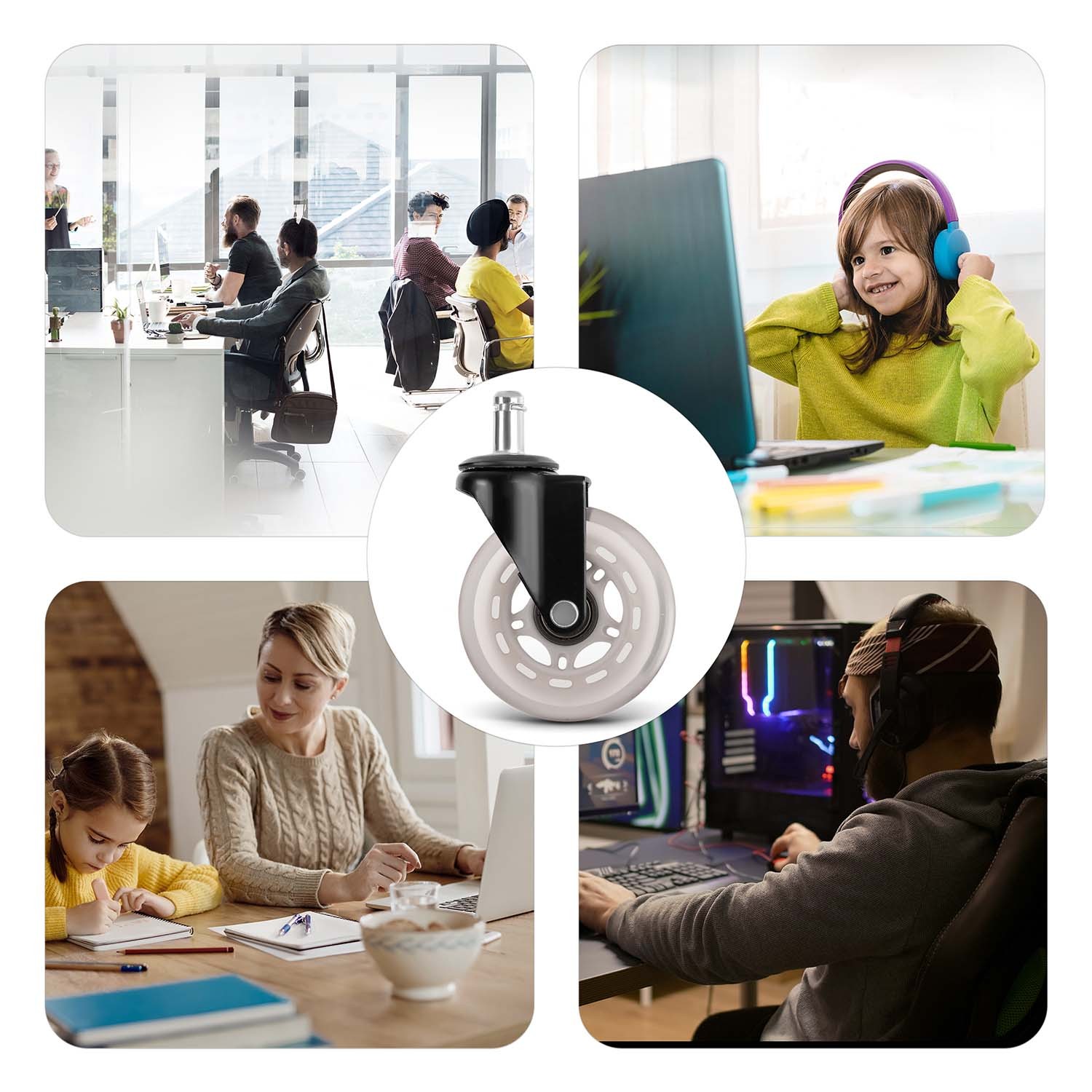 Läbipaistvad kummist rattad Sofotel tugitoolidele, 5 tk. - Image 15