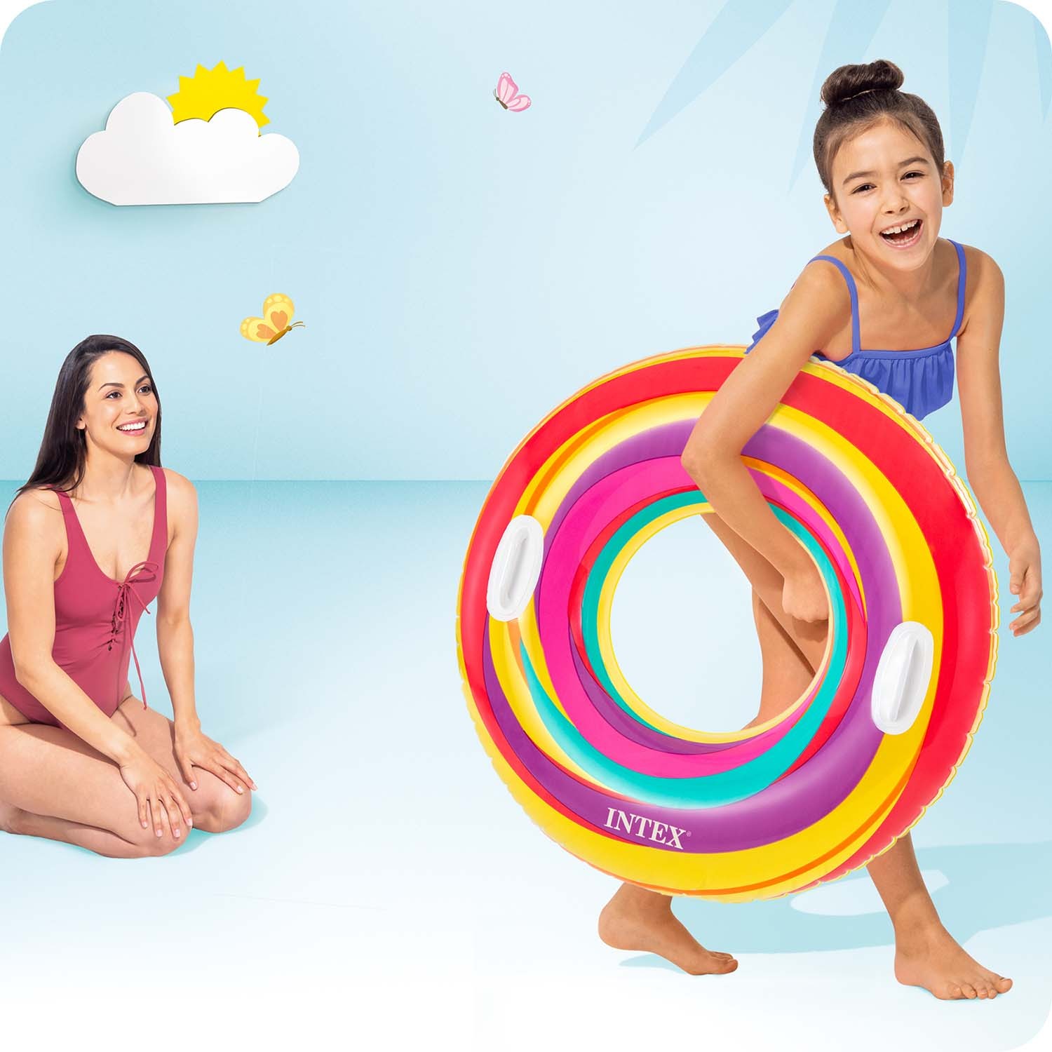 Intex kollane triibuline ujumisrõngas 91 cm - Image 3