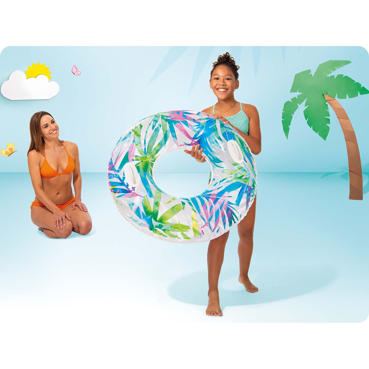 Ujumisrõngas värviliste lehtedega 97 cm XL INTEX 58263 - Image 2