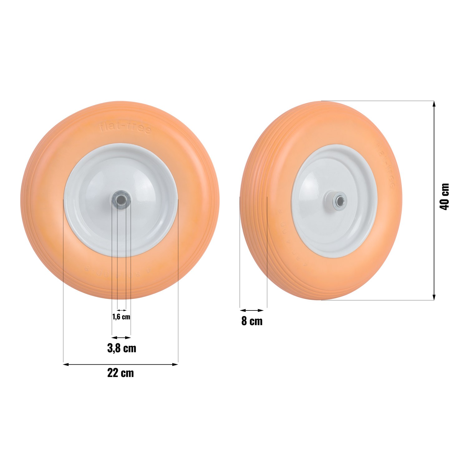 Tubeless käsikäru ratas 4.00-8 oranž ja valge - Image 5