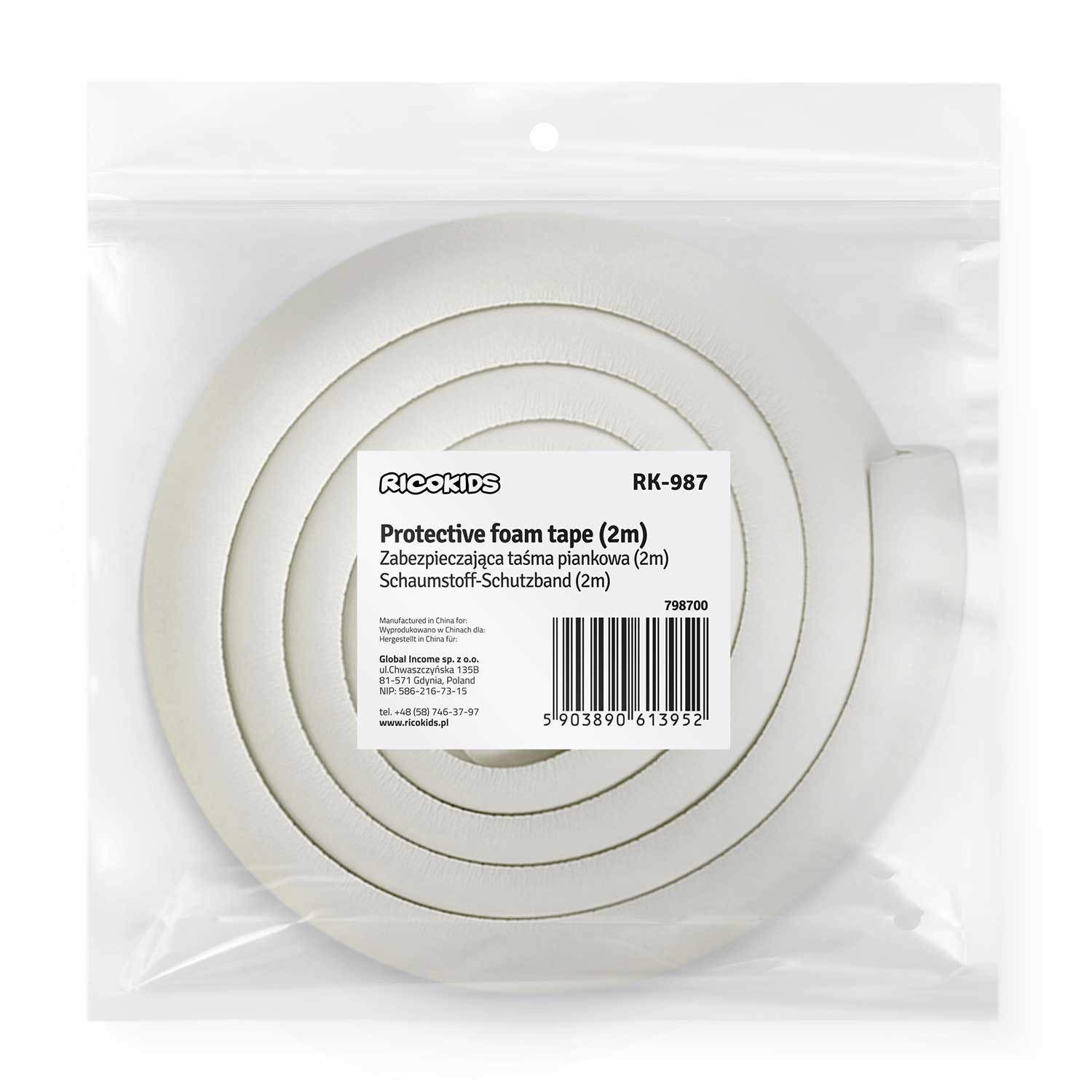 Ricokids 798700 turvavahust teip valge 2 m - Image 2