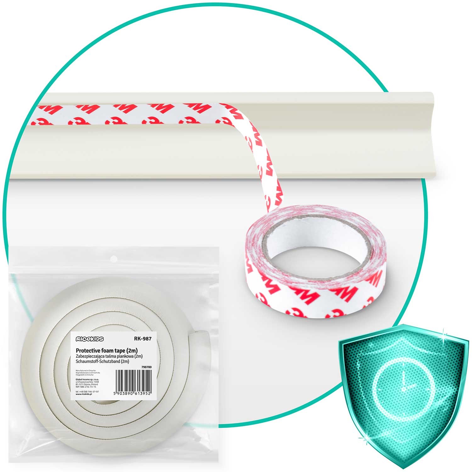Ricokids 798700 turvavahust teip valge 2 m - Image 5