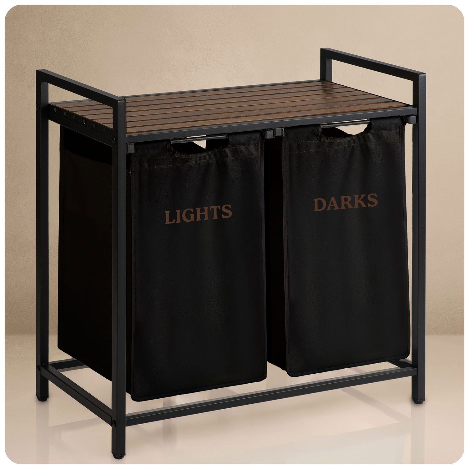 Kahe sektsiooniga pesukorv raamil 80 l Massido - Image 6