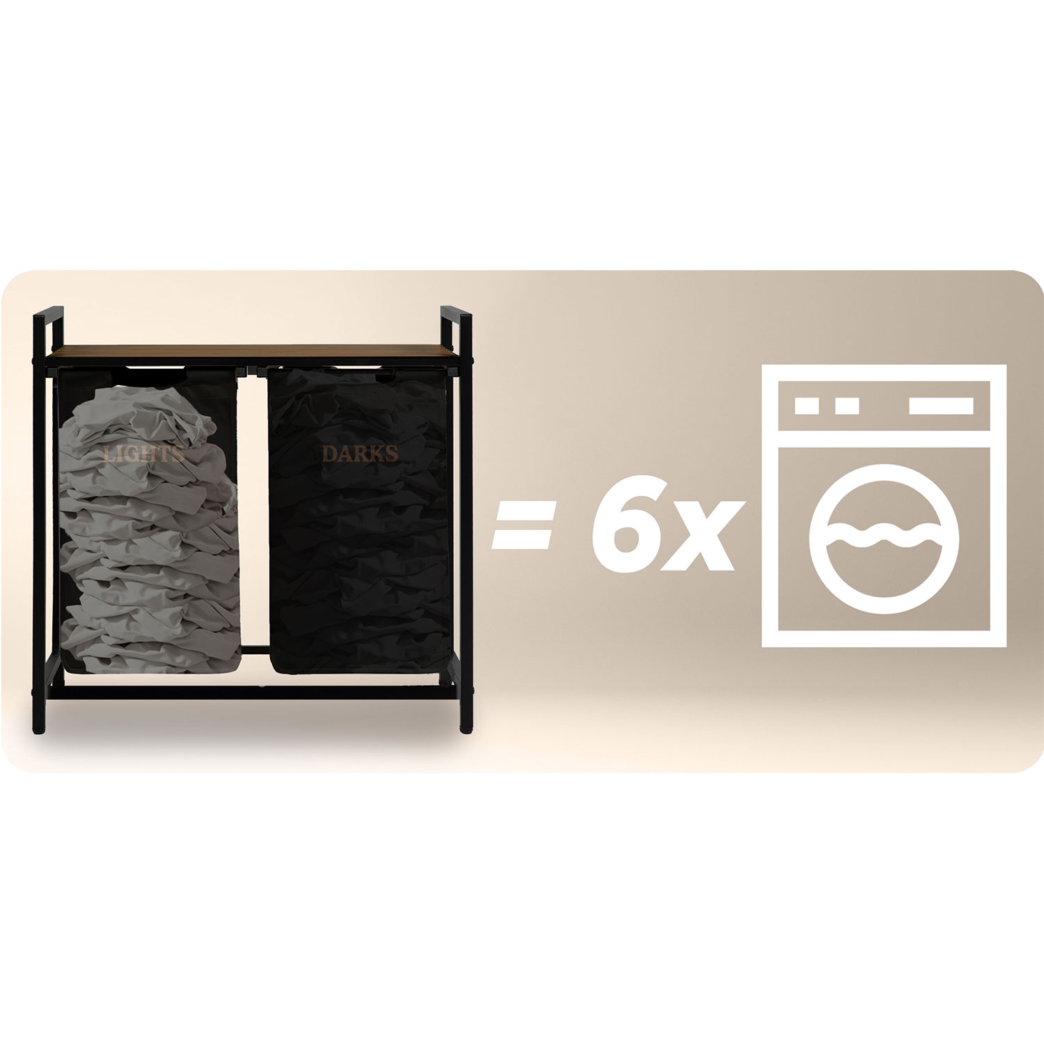 Kahe sektsiooniga pesukorv raamil 80 l Massido - Image 7