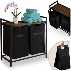 Kahe sektsiooniga pesukorv raamil 80 l Massido