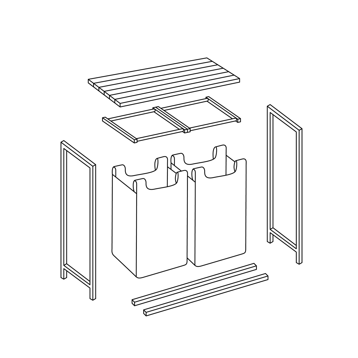 Kahe sektsiooniga pesukorv raamil 80 l Massido - Image 12