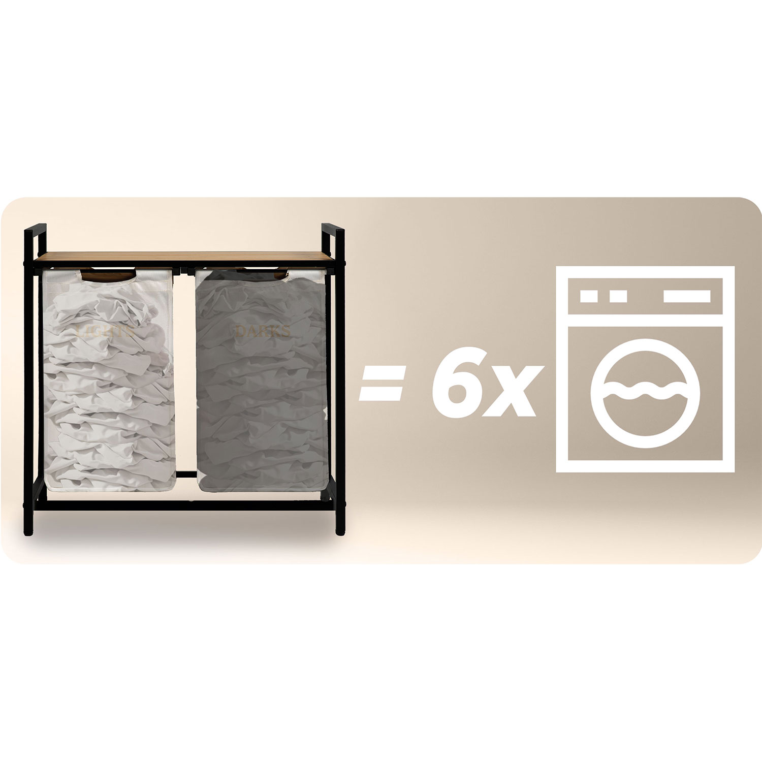 Kahe sektsiooniga pesukorv raamil 80 l Massido - Image 6