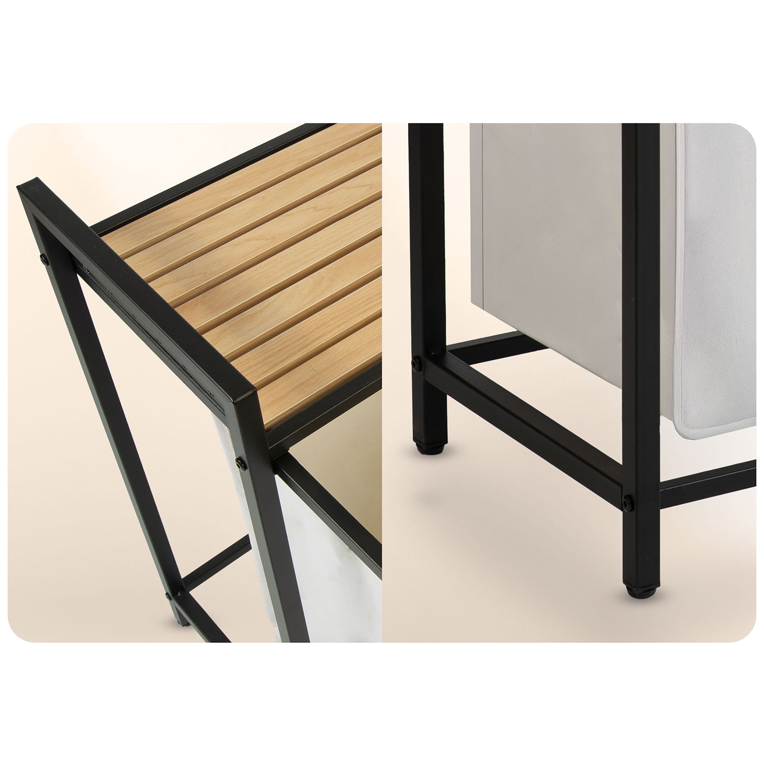 Kahe sektsiooniga pesukorv raamil 80 l Massido - Image 4