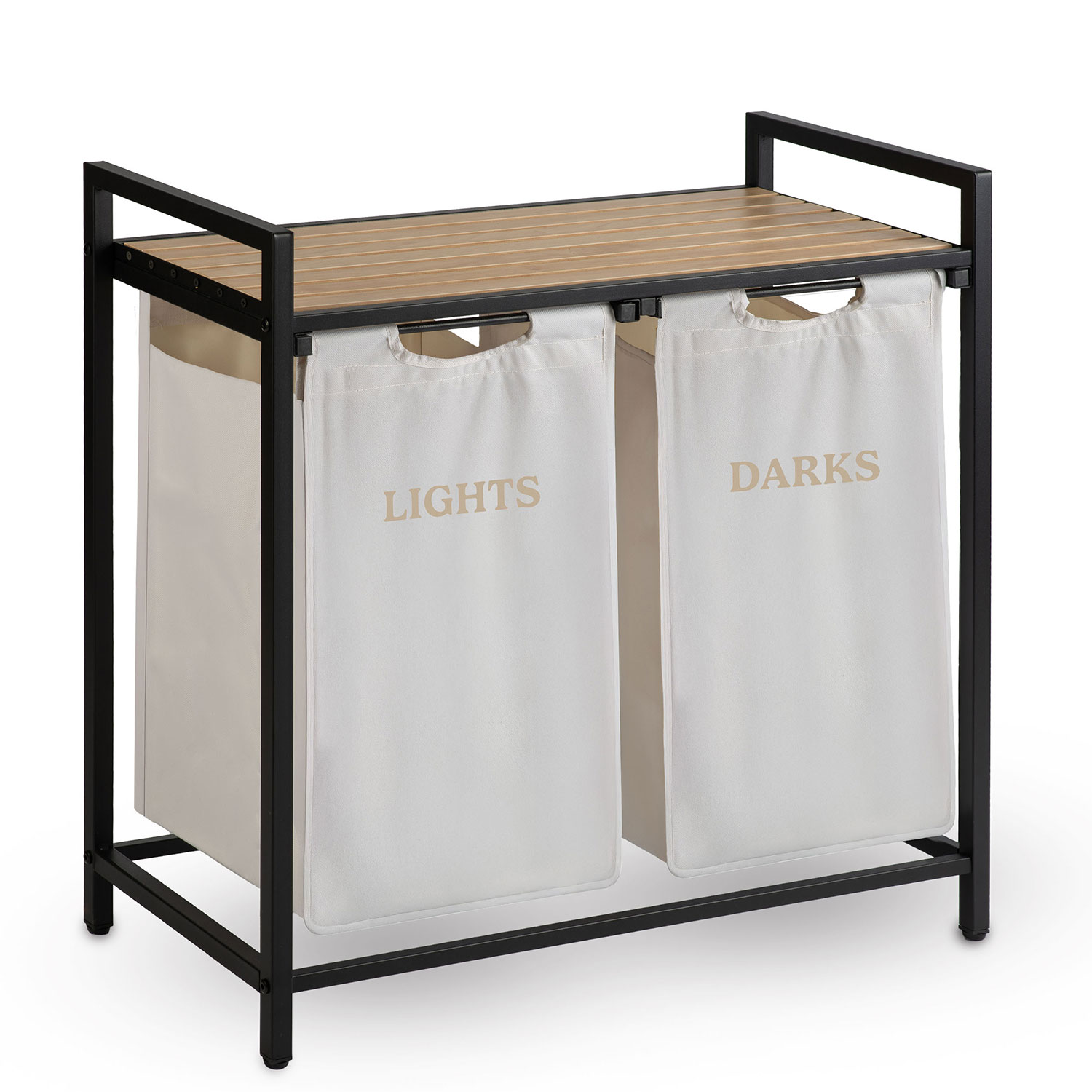 Kahe sektsiooniga pesukorv raamil 80 l Massido - Image 11